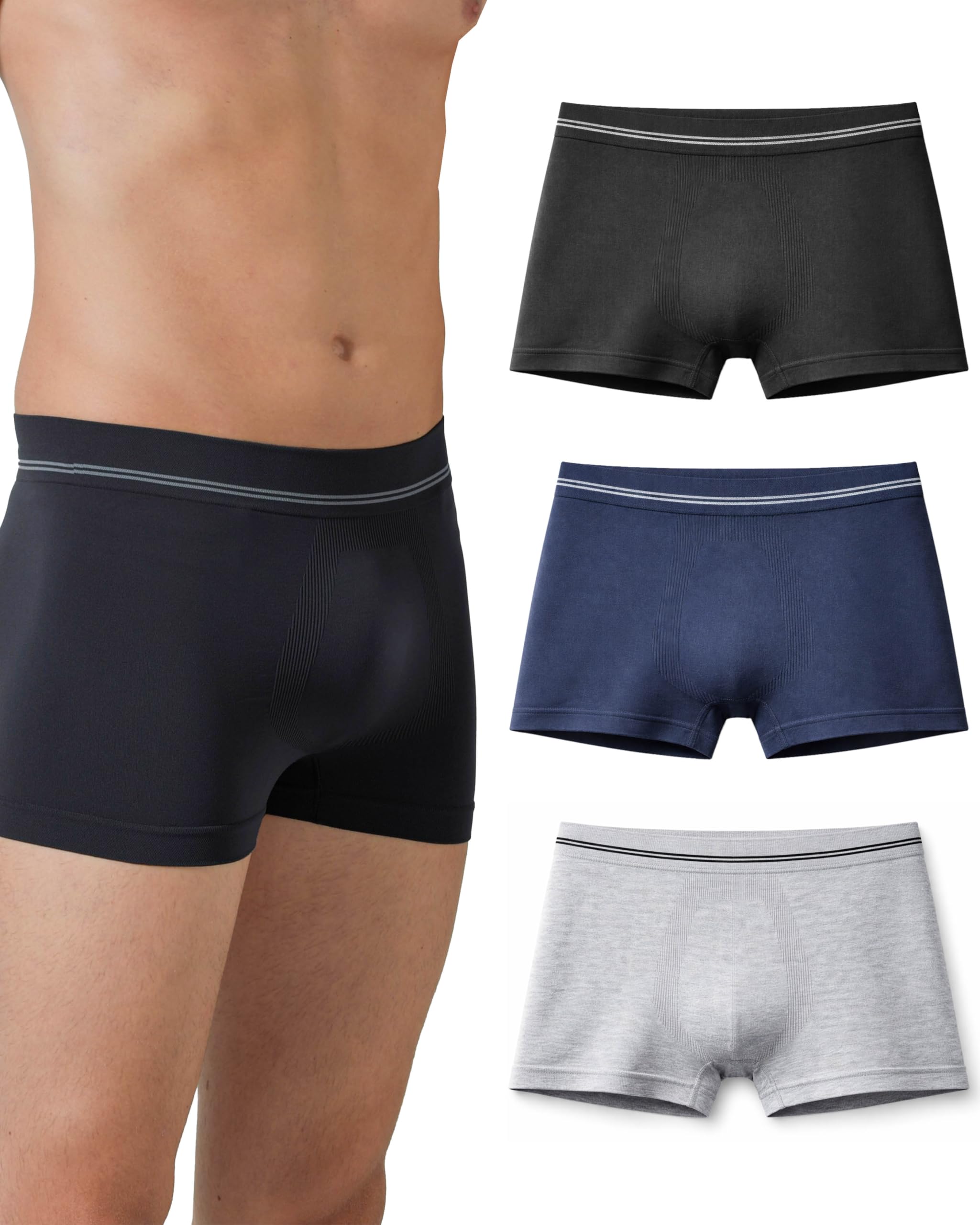 Risalti Boxer Uomo Bamboo 3pz – Mutande Seamless Morbide E Traspiranti, Senza Cuciture, Made In Italy - 3