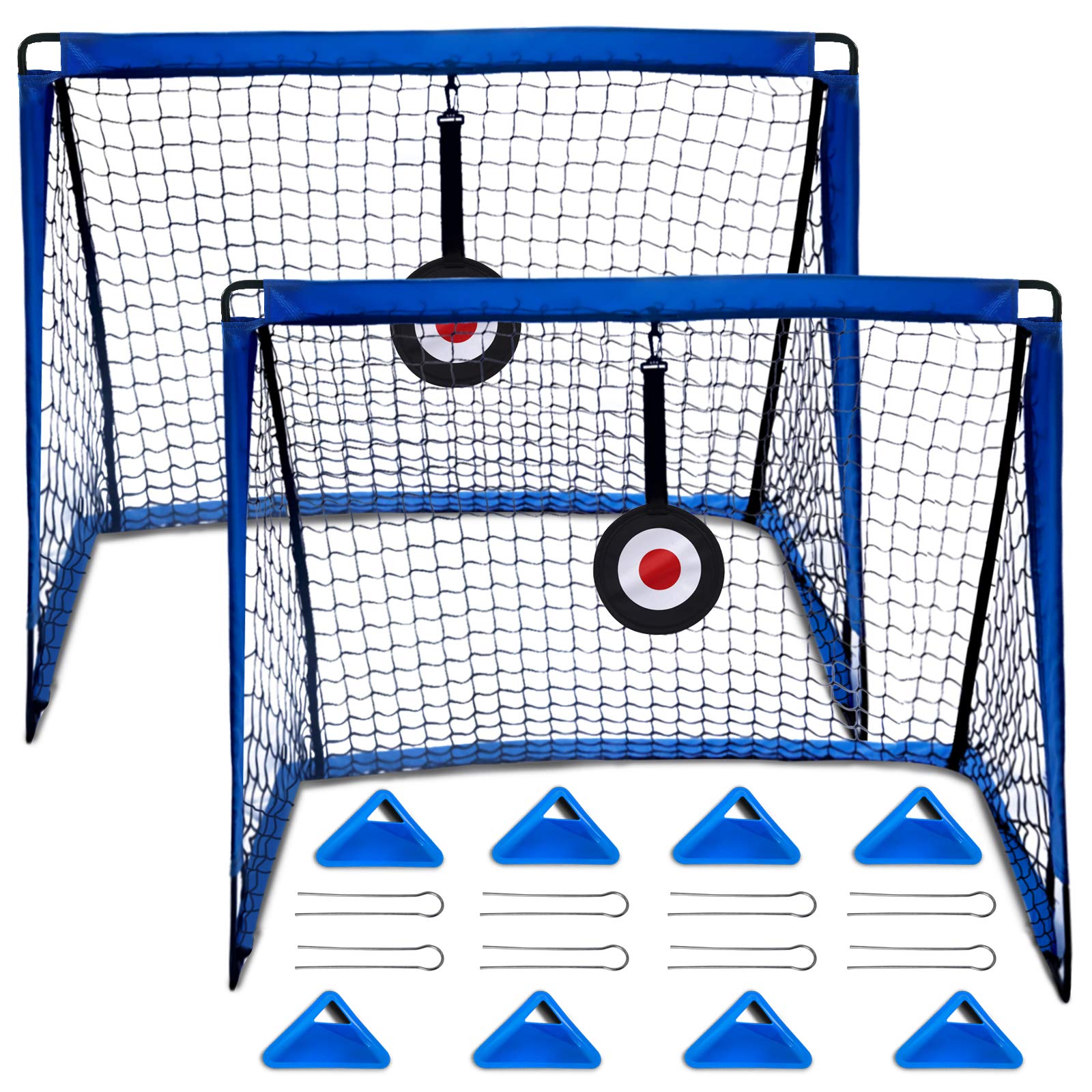 E-SDS Kids Soccer Goals for Backyard, Set of 2 Pop Up Soccer Goals with Aim Target, Agility Training Cones, and Carrying Case – 4FT Partable Football Goal Nets