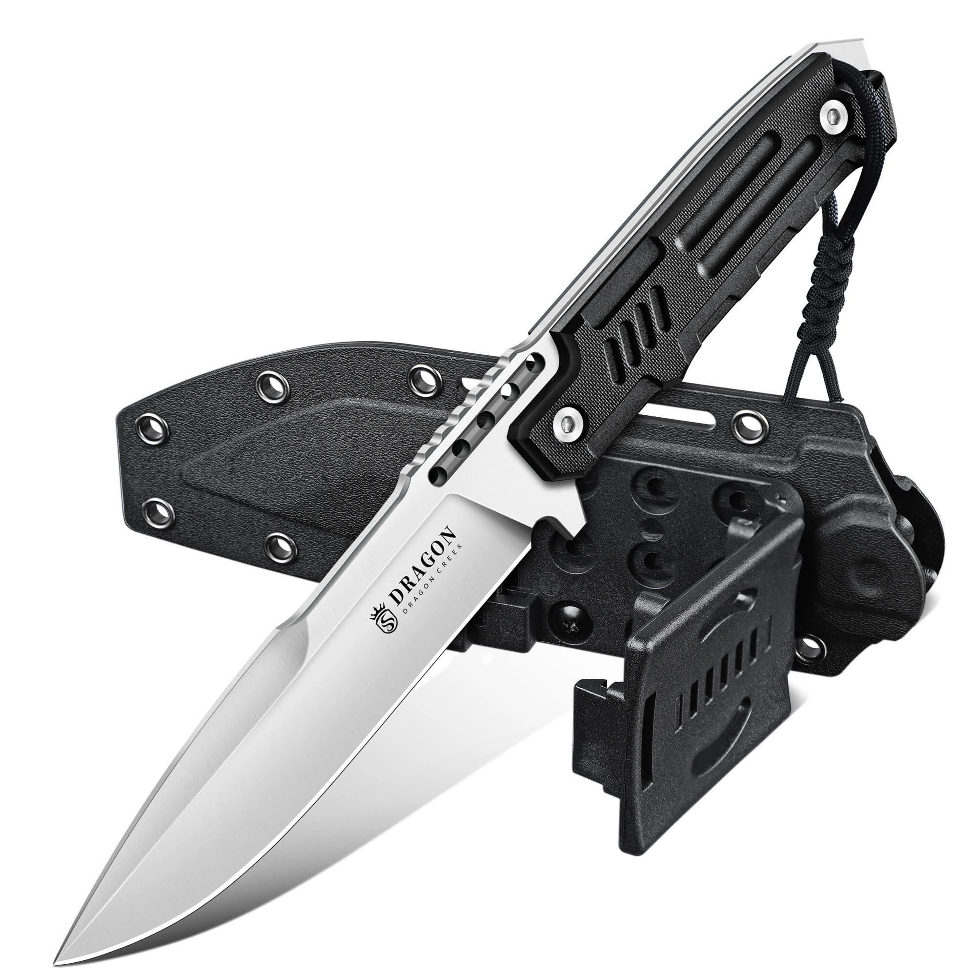 Dragon Creek Outdoor-Messer mit Kydex-Scheide – Robuste, gerade Klinge für Outdoor-Aktivitäten-F