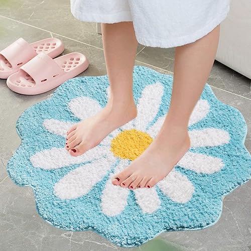 Miniatura 4 de Bonita alfombra de baño, tapete antideslizante de absorción de agua, suave y lavable a máquina, para dormitorio, cocina, baño, inodoro, 25.6 x 25.6