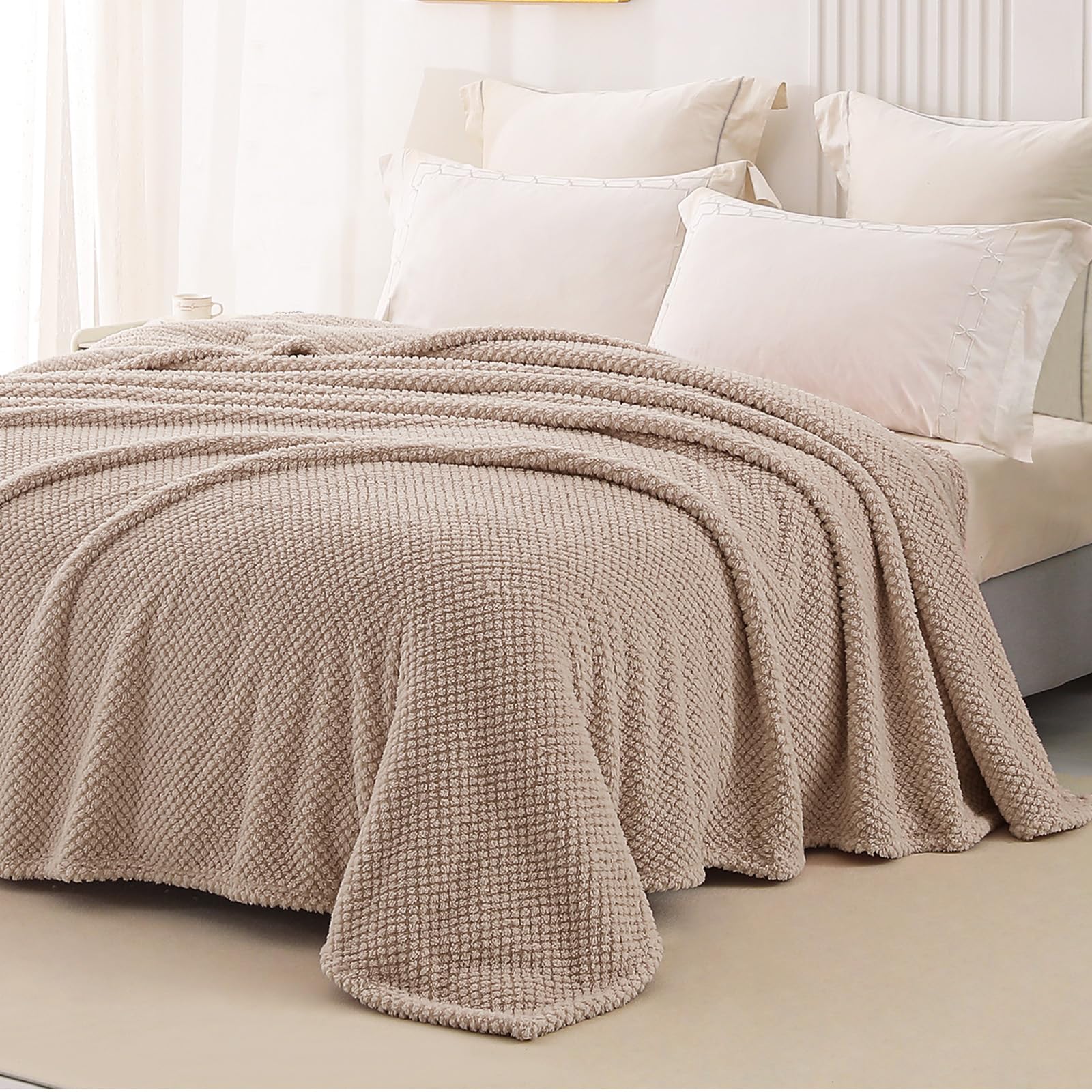 Whale Flotilla Double Size Fuzzy Fleece Blanket for Bed 150x200 CM Fluffy Warm Soft Jacquard Bed Blankets for All Season Lightweight and Cozy - Image 2