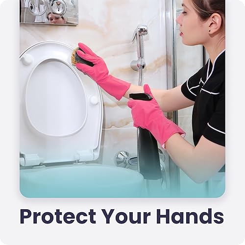 Miniatura 5 de Guantes para lavar platos, guantes de goma, guantes de cocina amarillos, guantes largos para protección de manos y trabajo