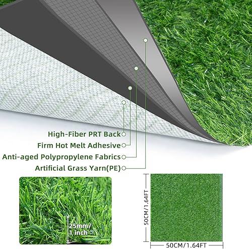 Miniatura 4 de GOTGELIF Alfombra de césped artificial realista, alfombra de césped artificial de 1 pulgada con respaldo PRT sin residuos, césped sintético