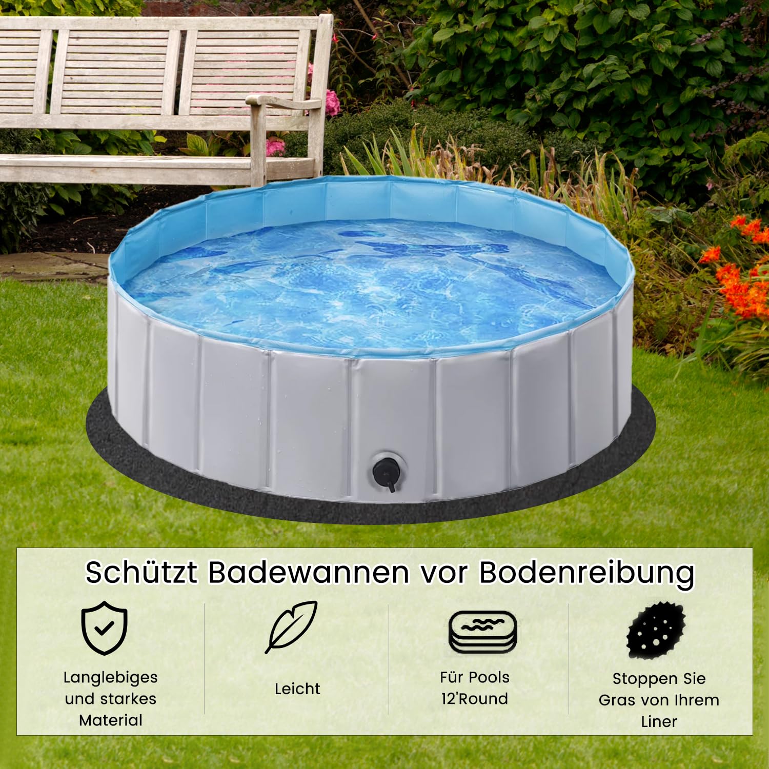 Pool Unterlage Outdoor,Poolmatten Schutzboden,Poolunterlage rutschfeste Unterlage 4 Meter Rund,Bodenschutzmatte Bautenschutzmatte,Verhindert Löcher Wasserabsorbierende Filzmatte,Pool Zubehör