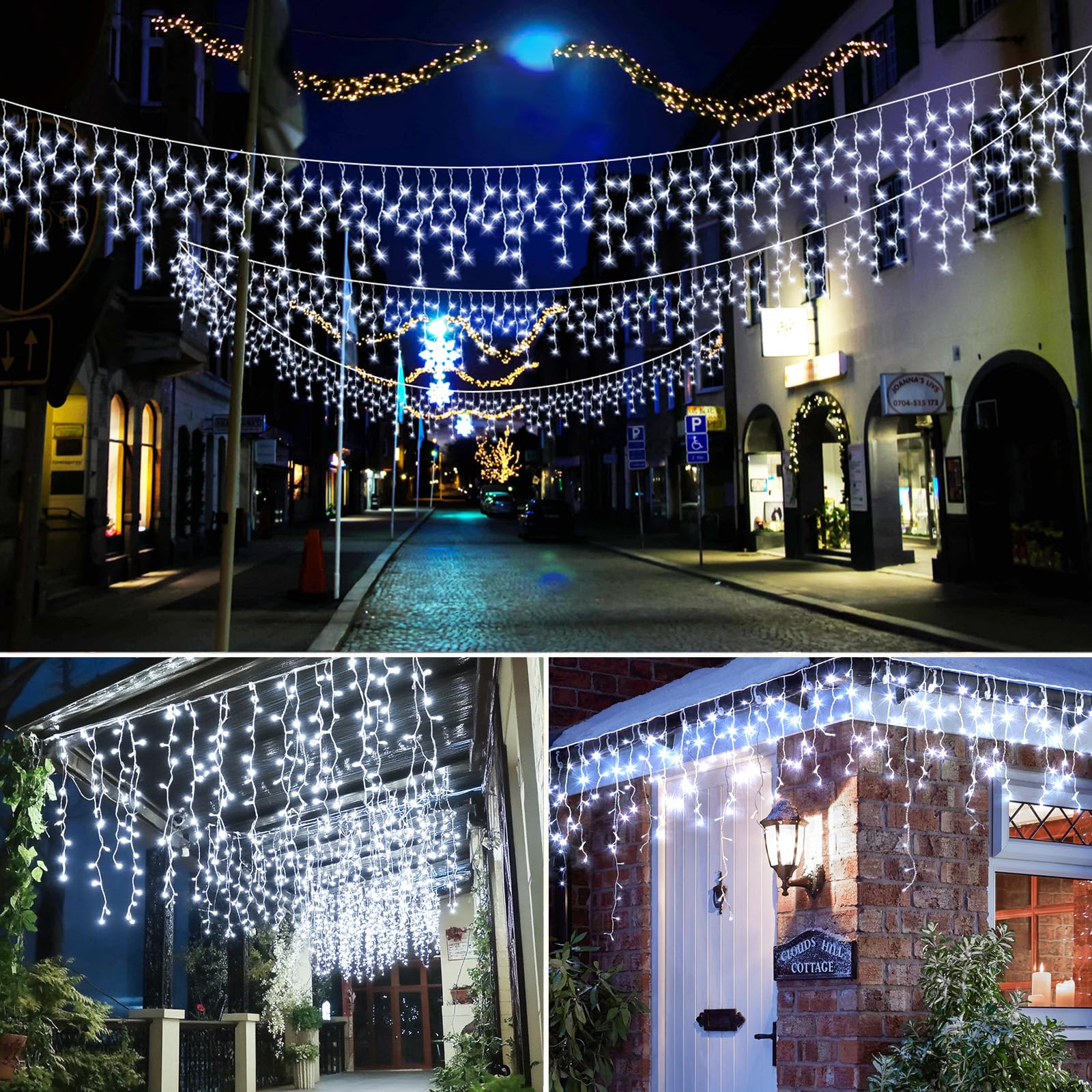 2500mAh Solari Luci di Natale da Esterno,25+5M 800LED Impermeabile Luci Natalizie da Cascata,Con 8 Modalità &Timer e Memoria Luci di Natale da Esterno per Balcone Finestra Casa Ringhiera