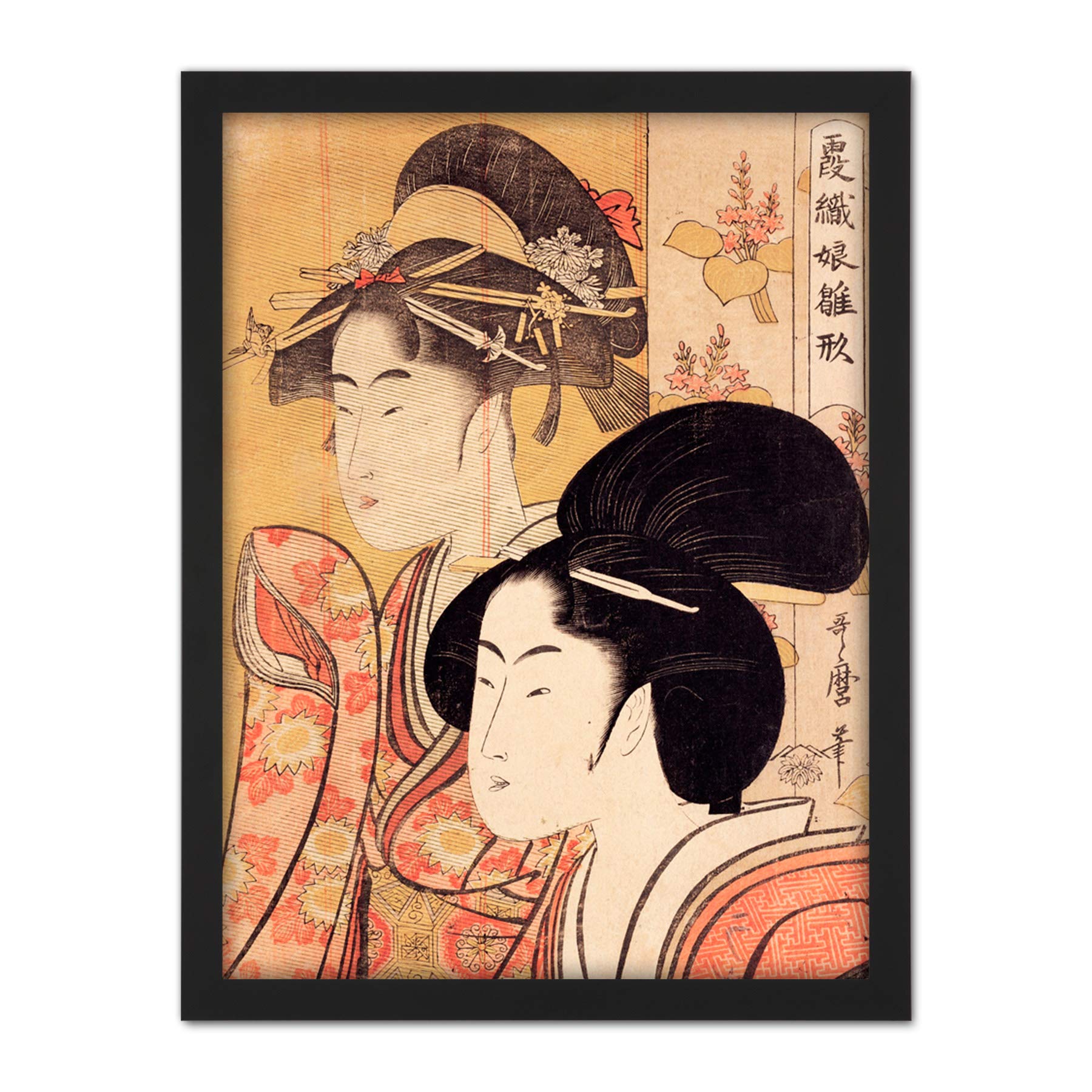 Kitagawa Utamaro Two Beauties With Bamboo Large Framed Art Print Poster Wall Decor 18x24
