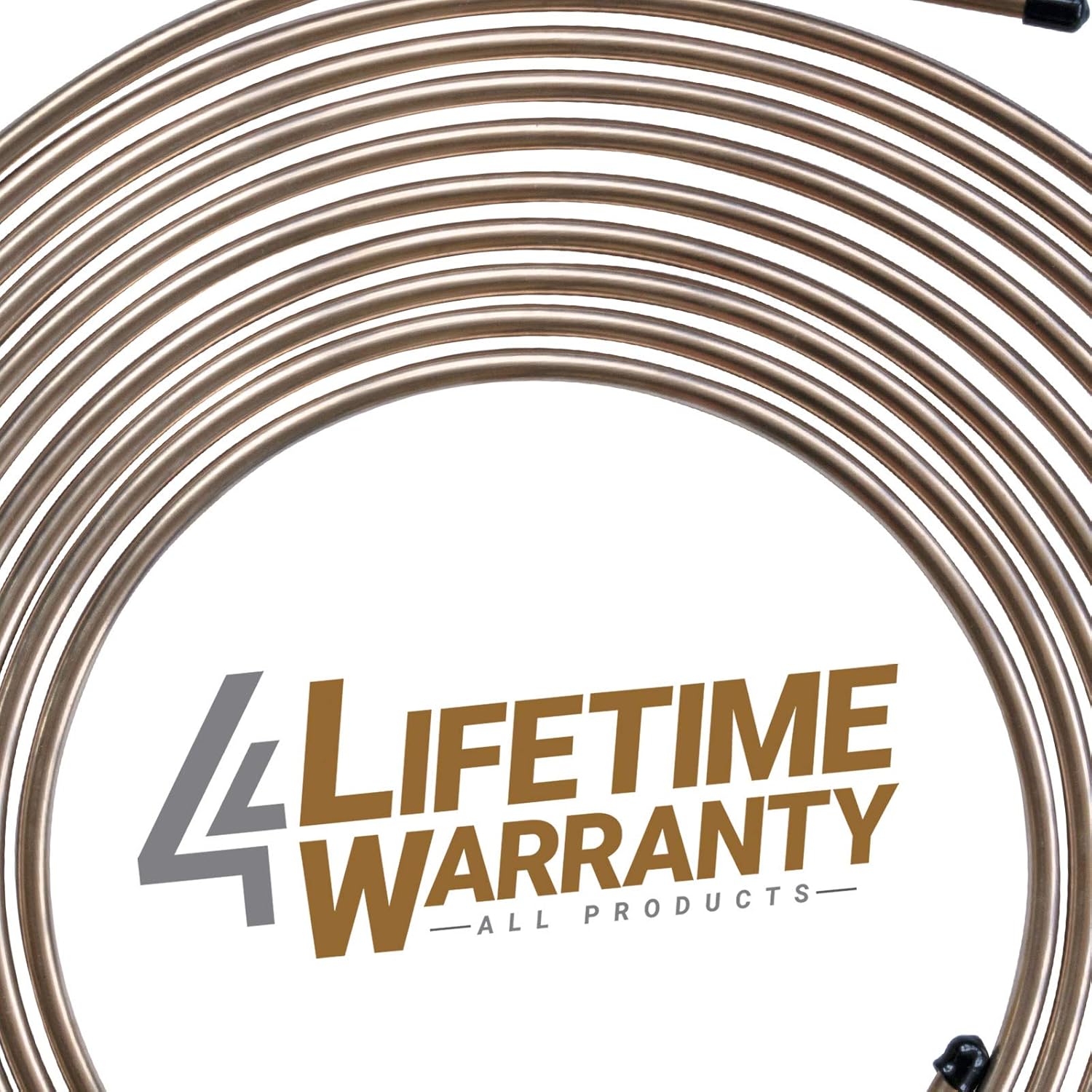 4LIFETIMELINES – 1/4" x 25' Copper-Nickel Brake Line Kit with 16 SAE Fittings | True CuNi Alloy, Non-Magnetic | Inverted Flare, 0.028" Wall | Rust-Proof Replacement Tubing for Cars & Trucks