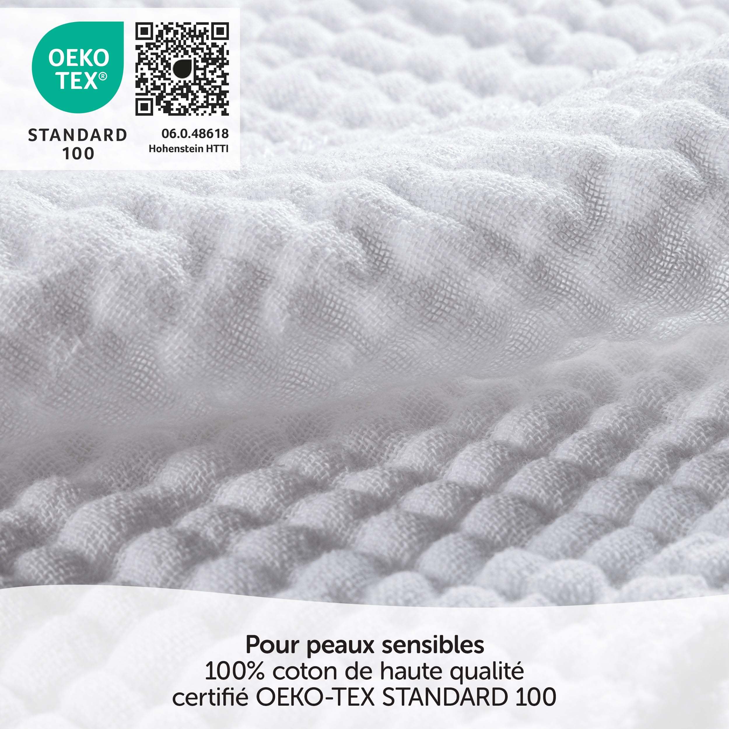 MAKIAN - Lange Bebe (Lot 10 Pièces), Débarbouillette Mousseline, 35x50 cm, 100% Coton Doux, Certifié Oeko Standard - Quatre Epaisseurs, Résistante - Blanc
