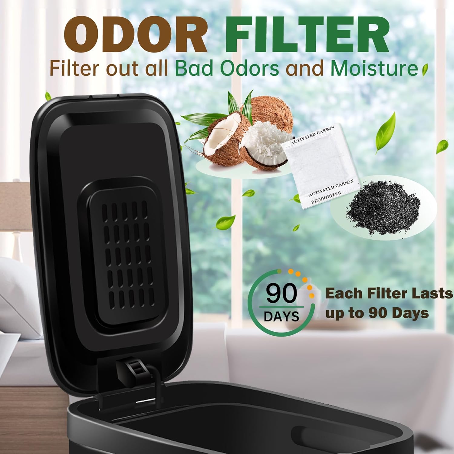 Small Dog Poop Trash Can Outside with Odor Filter, 1.3 Gal Stainless Steel Outdoor Dog Waste Trash Can,Metal Poop Bucket Container with Lid for Cat Poop Backyard Patios, 30 Bags(Black)