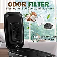 Vista 2 de Small Dog Poop Trash Can Outside Soft Close Odor Filter&Step Pedal, 5L/1.3 Gal Stainless Steel Black Bathroom Garbage Can with Lid Inner Bucket,Slim
