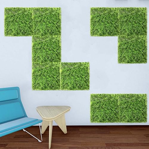 Miniatura 3 de E&K Panel de valla de plantas artificiales de 20 x 20 pulgadas, hojas sintéticas, césped, panel decorativo para interiores y exteriores (helecho, 6