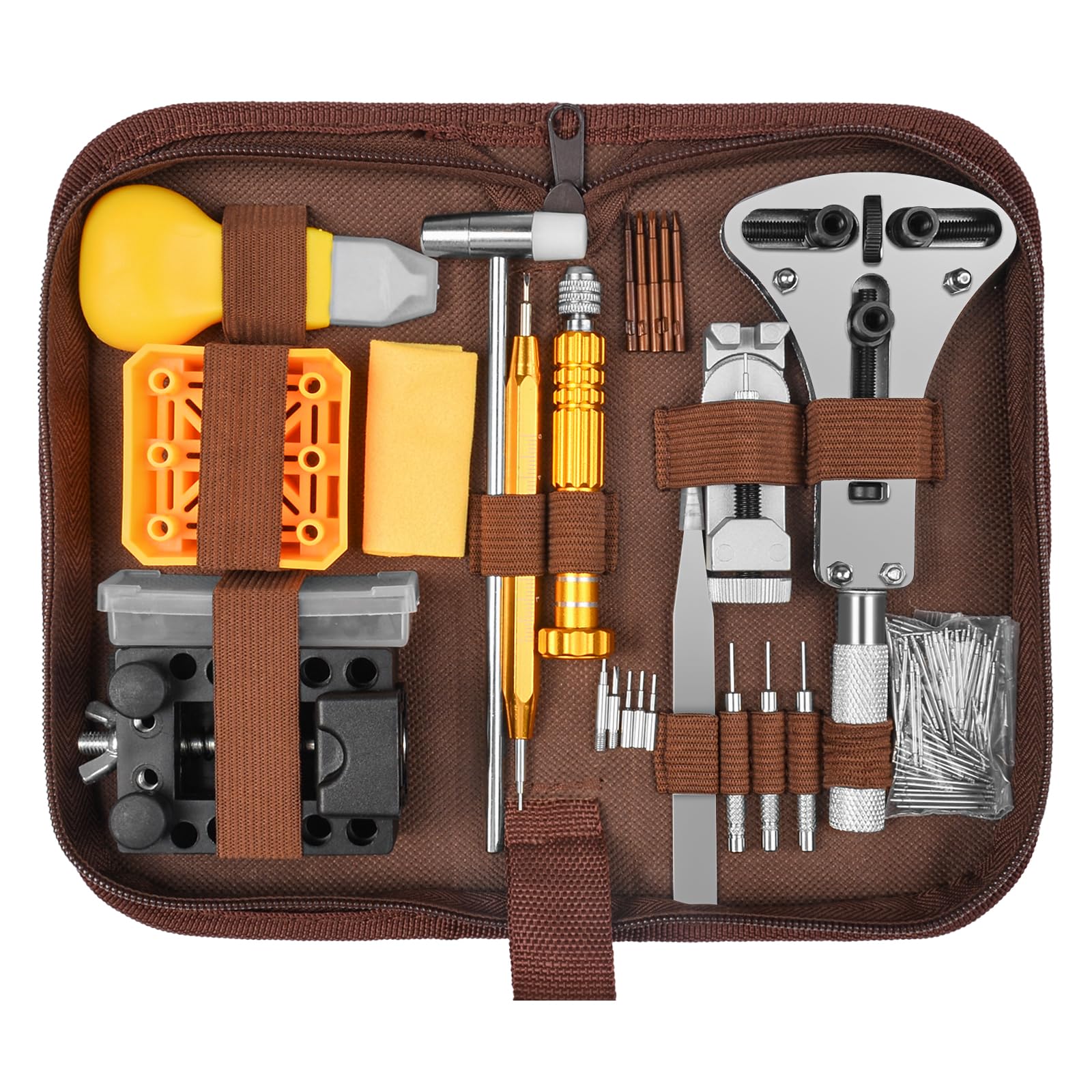 OFFCUP Watch Repair Tool Set, 149pcs Professional Repair Kit, Spring Bar Tool Set, Watches Battery Replacement Kit with Storage Bag for Back Removal, Band Adjustment with Caser Opener Watch Pins