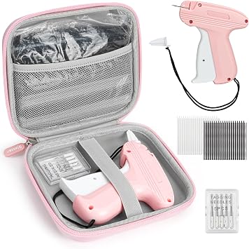 Mini Stitch Gun for Clothes, Handheld Quick Cloth Sewing Stitch Gun with 6 Micro Needle, 2500 Black & 2500 White Micro Fasteners, Mini Tagging Sewing Kit with Hard Case