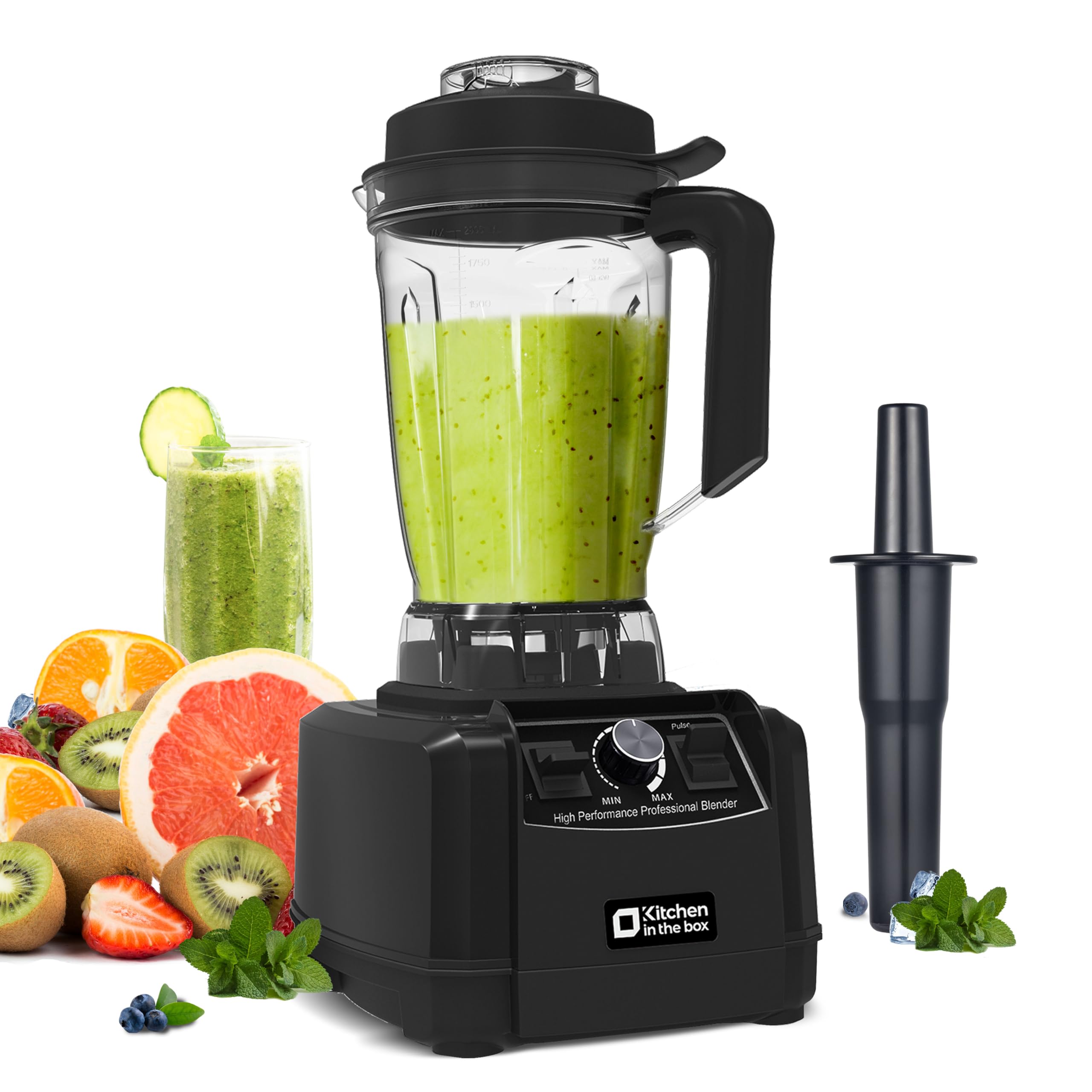 Blender professionnel 2L Kitchen in the box 1500W noir avec bol grande capacité