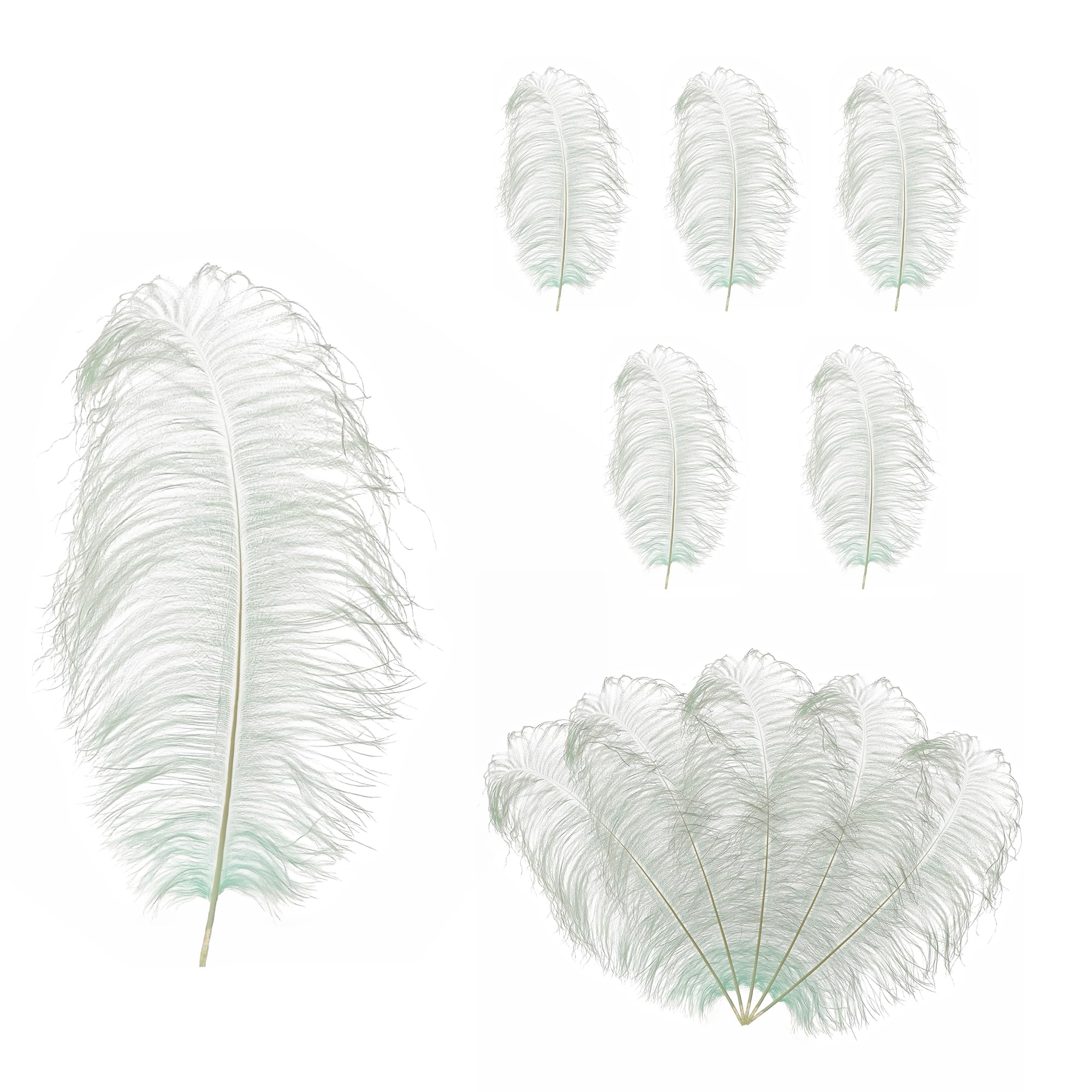 Trimming Shop 19-23inch(50-60cm) Silver Ostrich Feathers Plume for Wedding Table Centrepieces Home Decoration Decorating Costumes Headdresses Showgirl Spadones, Pack of 5 — image 1