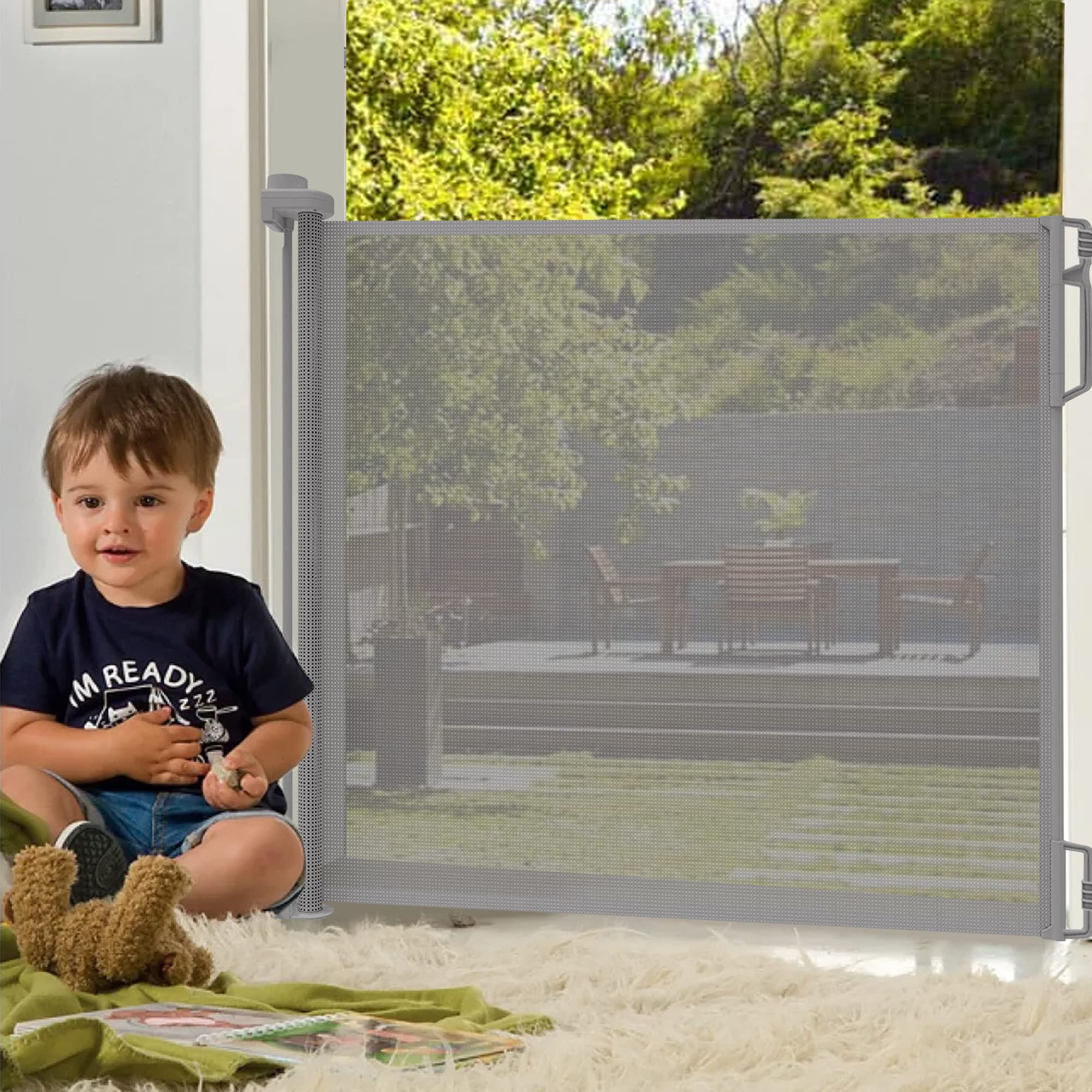 Retractable Baby Safety Gate 140x83cm With Lock - Extra Wide for Stairs and Large Openings - Pet Gate for Dogs and Cats Indoor - Image 2
