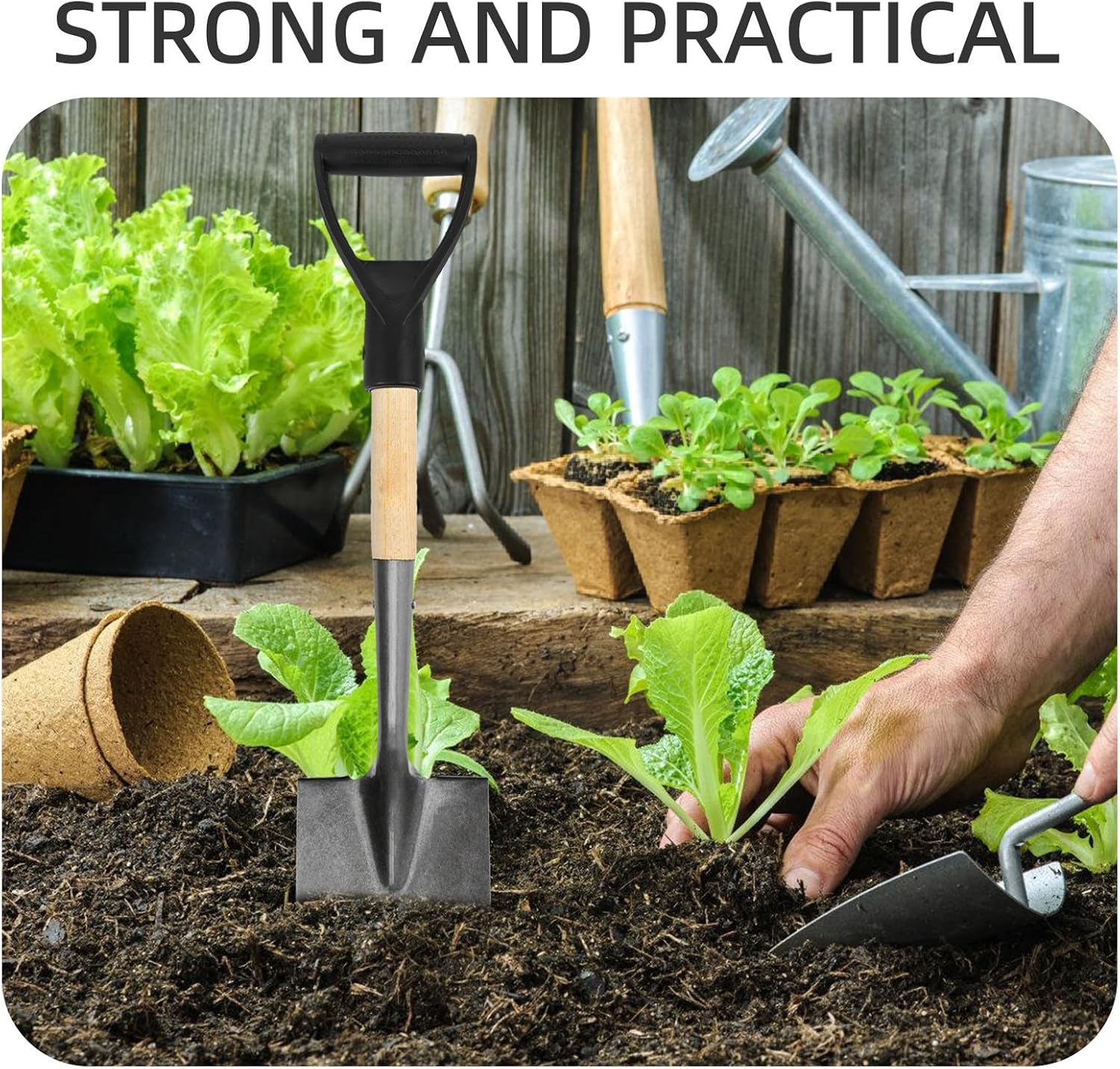 Plastic Spade Shovel Handle Replacement with D-Shaped Grip, Energy Saving and Easy to Master, Compatible with Snowplows and Rake Tools, Sturdy Black Plastic for Household