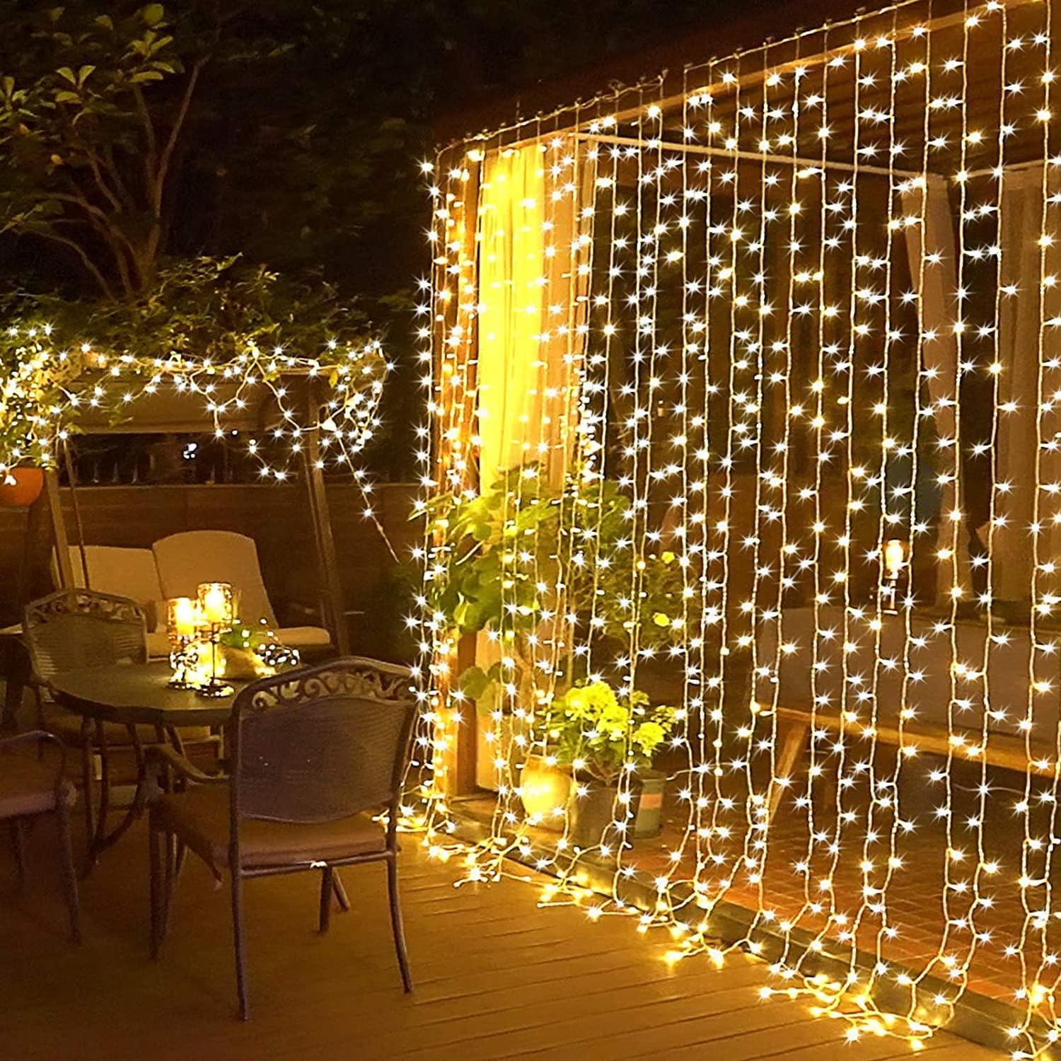 Litehom Copper 8 Modes Curtain Led Lights 180 Leds 18 Led Light 3 Meters Each Indoor/Outdoor Decoration For Diwali,Christmas,Diwali Lights For Decoration For Home Diwali Light(Warm-White Light)-image-15