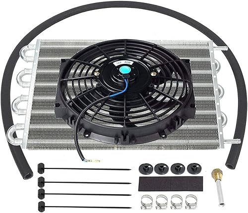 Enfriador de aceite de 15-12 "Negro 6 cuchillas Kit de ventilador de refrigeración Radiador Transmisión Aluminio