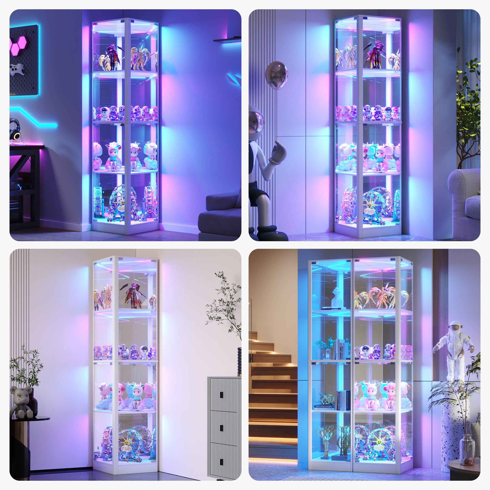 Amazon.co.jp: ガラスドア付きホワイトディスプレイキャビネット、LED