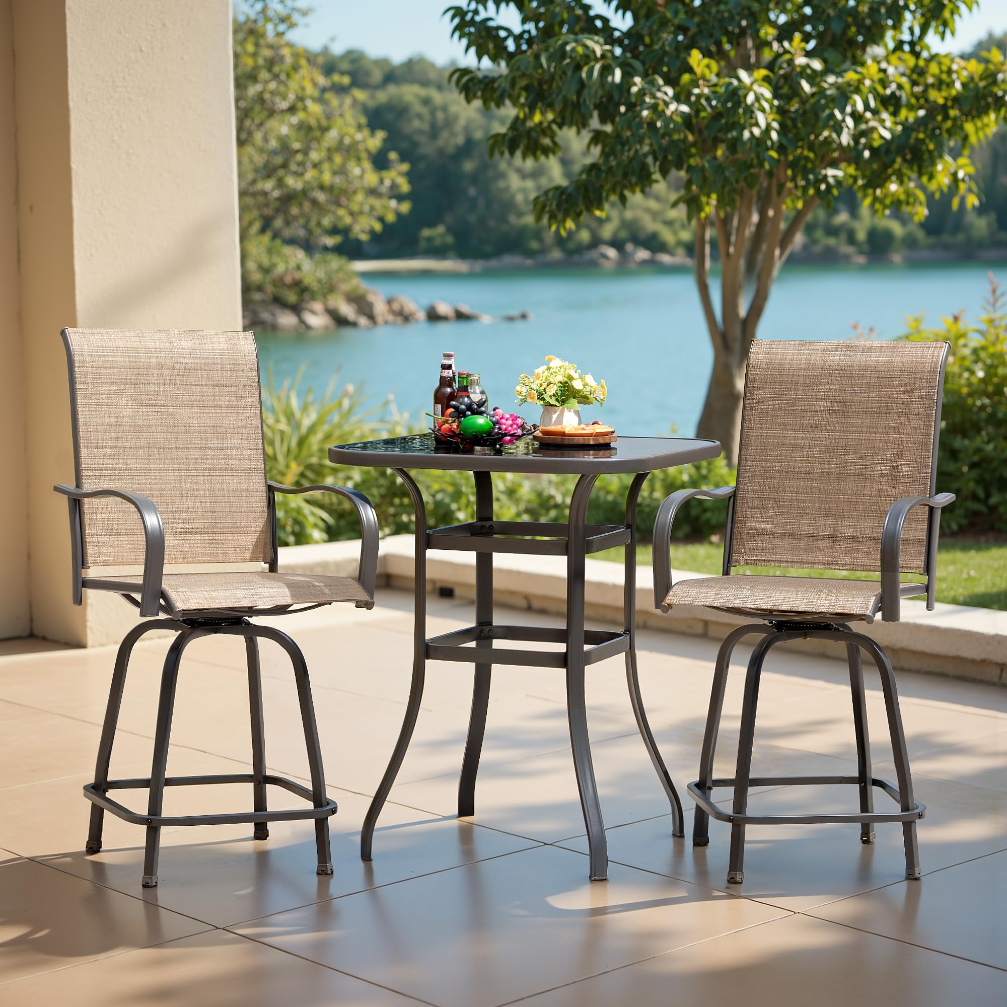 Amazon.com: Devoko Patio Bar Stools Set of 2 All-Weather
