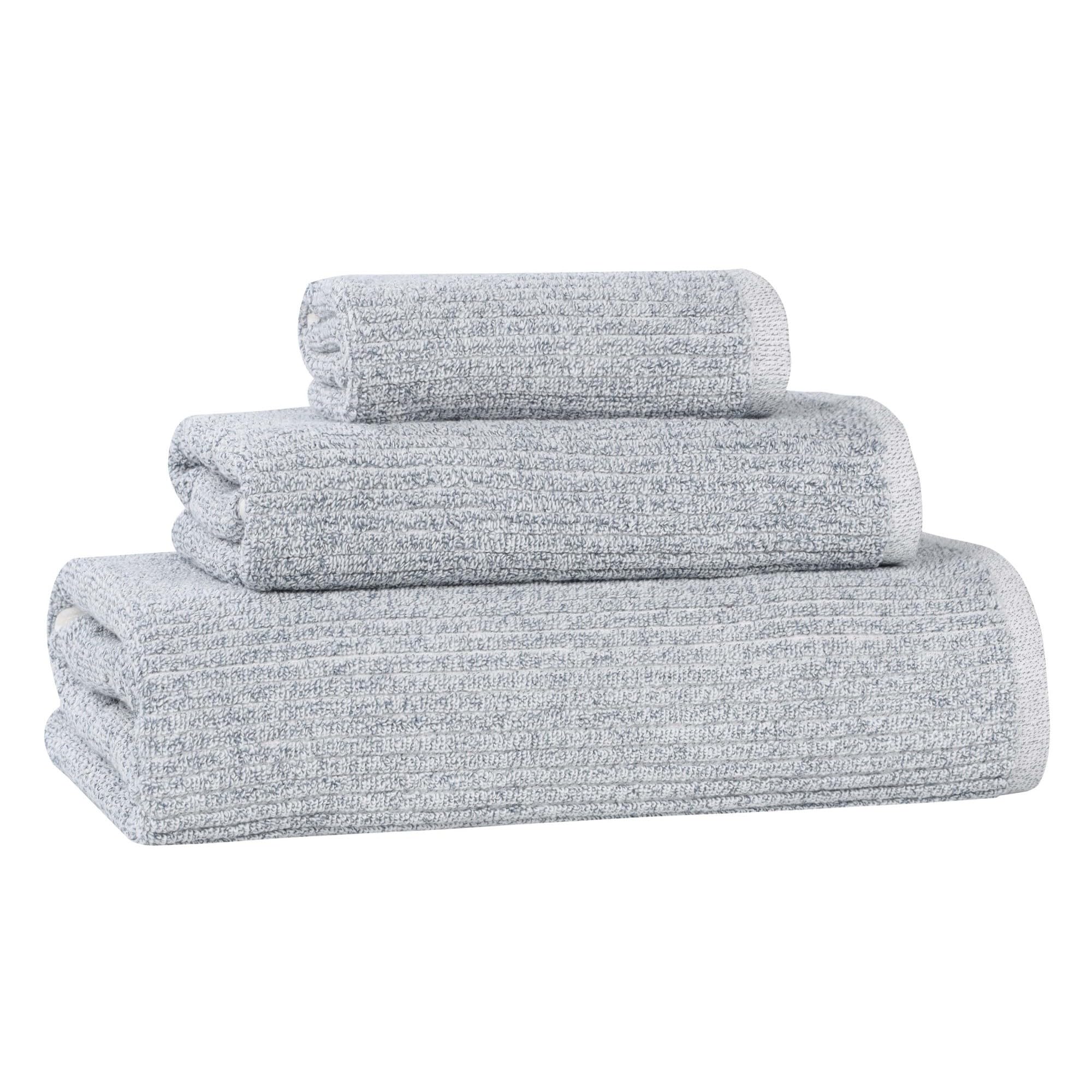 Superior Destin - Toallas de mezcla de algodón de peso medio, para baño de invitados, baño, ducha, spa, felpa, secado rápido, toallas ultrasuaves, esenciales de baño, diseño acanalado, juego de 3