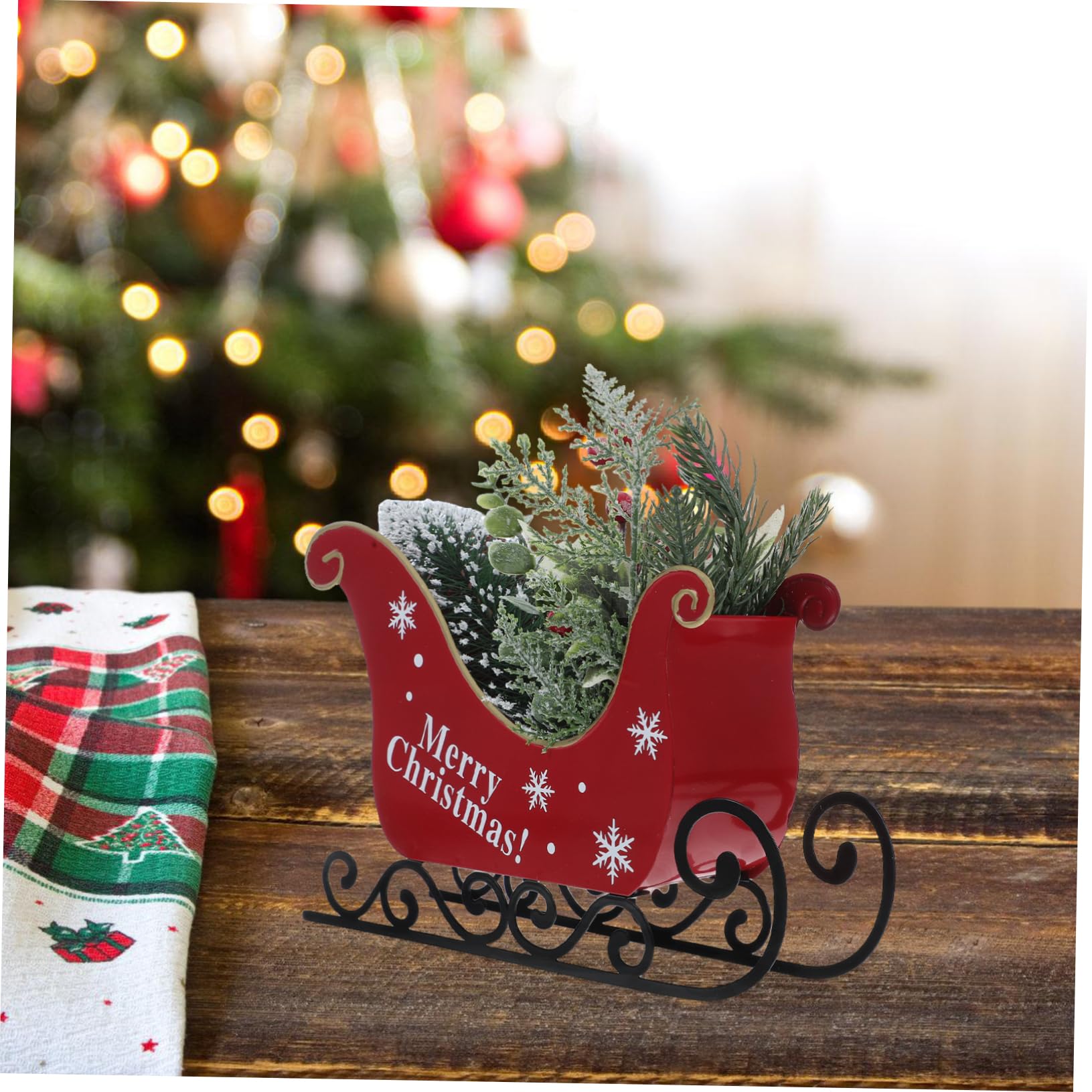 Vaguelly Adorno de Navidad de Forma de Decoración de Mesa Festiva para Hogar Figura de Hierro para Navidad Sin Luz