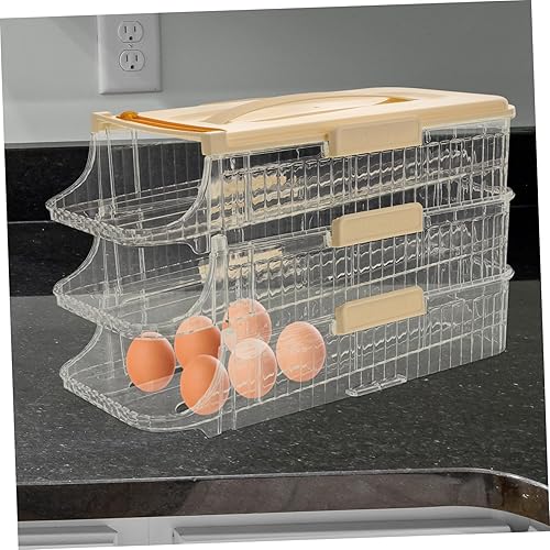 Miniatura 4 de Soporte para rodar huevos, refrigerador, dispensador de huevos, almacenamiento multicapa, parte superior desmontable para una fácil limpieza