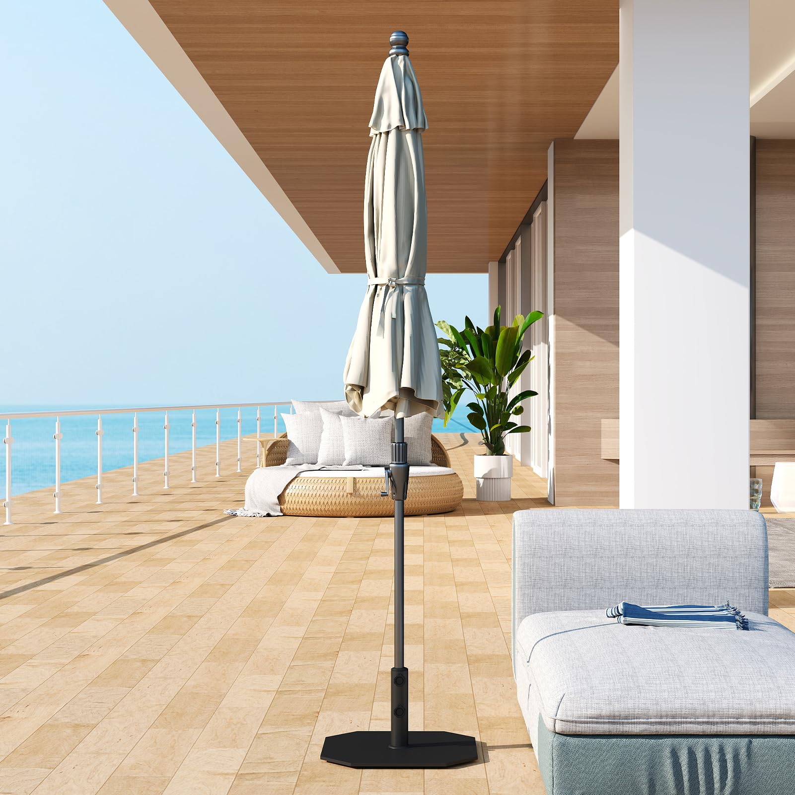 C-Hopetree 38 lb Steel Plate Patio Umbrella Base, Square Heavy Duty Stand Weight with 4 Anti-Slip Pads for Outdoor Market Table Umbrella, Black : Patio, Lawn & Garden