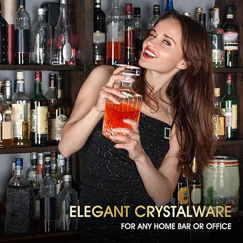 Miniatura 8 de Whiskey Decanter Sets for Men  17 Oz, 500ml Liquor Decanter w 4pcs Whiskey Glass and 4 2" Round Stainless Steel Whiskey Cooling ball,