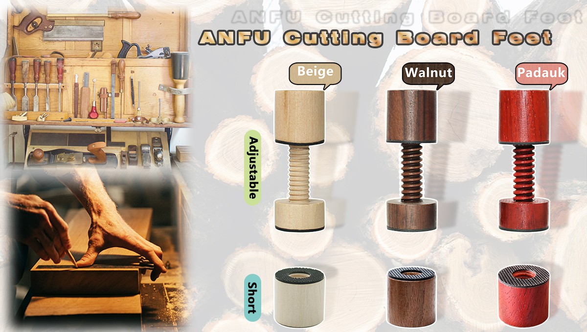 Patas para tabla de cortar, madera nogal, antideslizantes miniatura 7