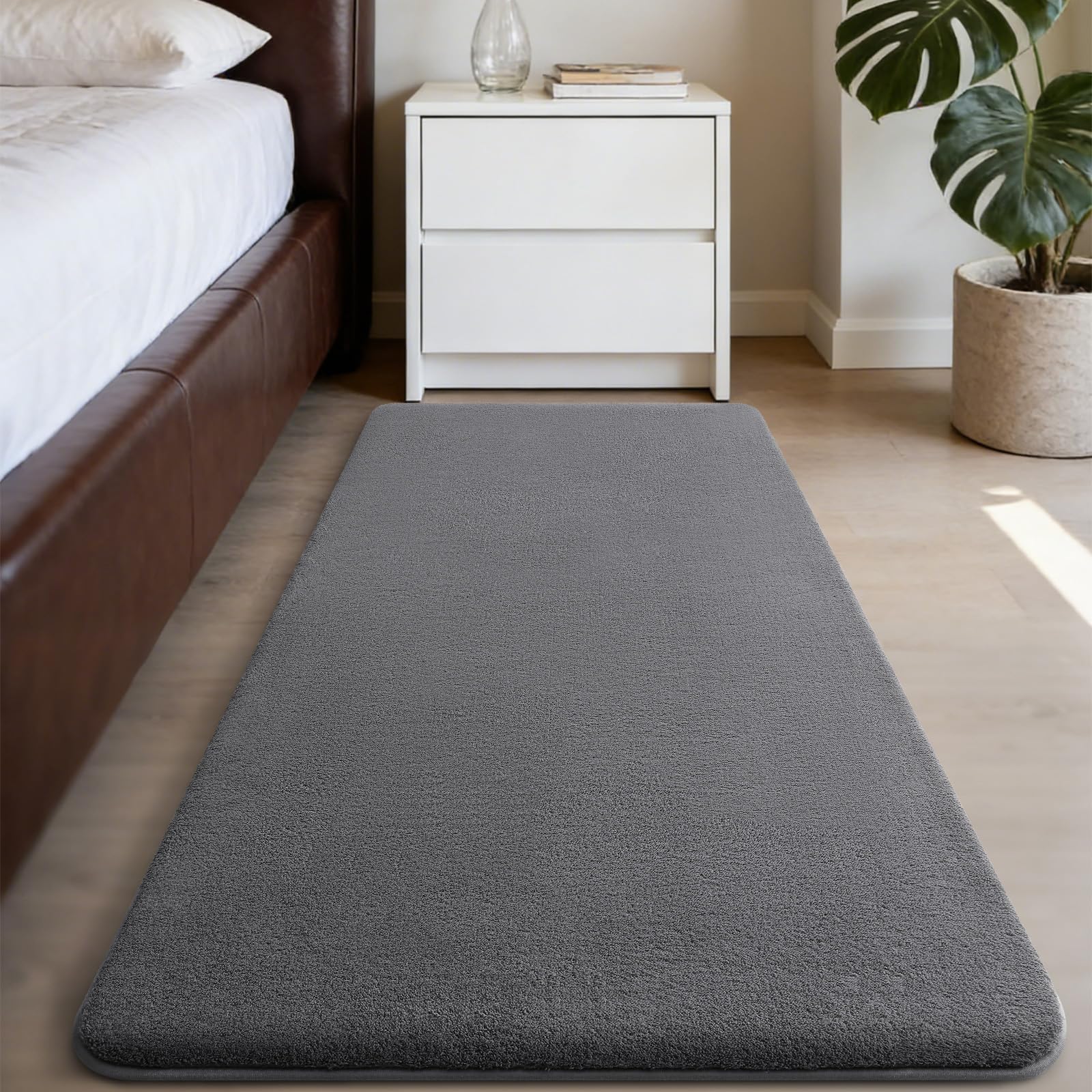 Homaxy Modern Rugs Carpet Living Room, Soft Shaggy Non-Slip Non-Shedding, Fluffy Washable Rug for Bedroom Hallway, Easy Care Home Decor, 60x100cm, Dark Grey