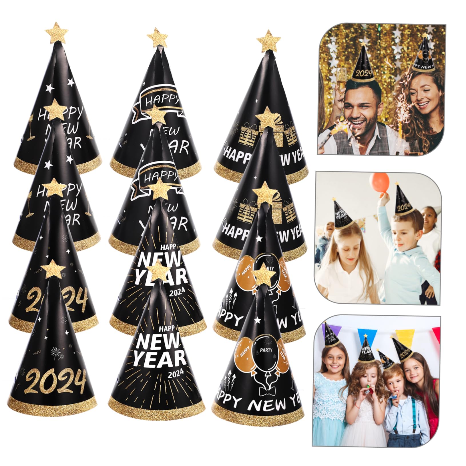 MAGICLULU 60 Stck Teiliges Neujahrs Partyhüte aus Papier Leichte Kleine Partyhüte für Silvester Dekorative Happy Year Hüte als Foto Requisiten und Partyzubehör für Erwachsene