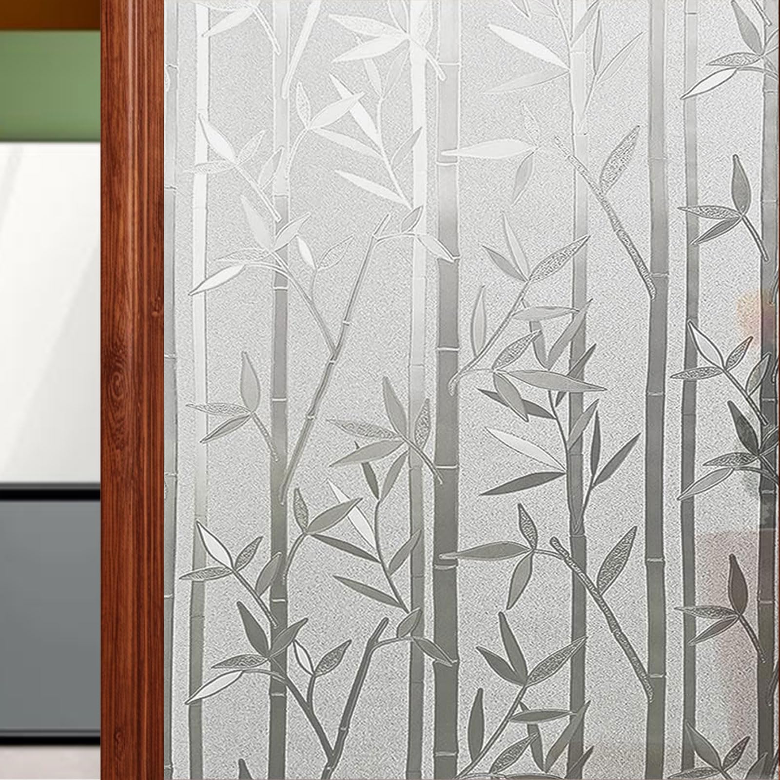 Pellicola per Vetri Finestre 85 x 250 cm Autoadesive Anti-Uv, Statica, Privacy Autoadesive Anti UV Oscurante per Cucina, Ufficio, Camera, Bamboo
