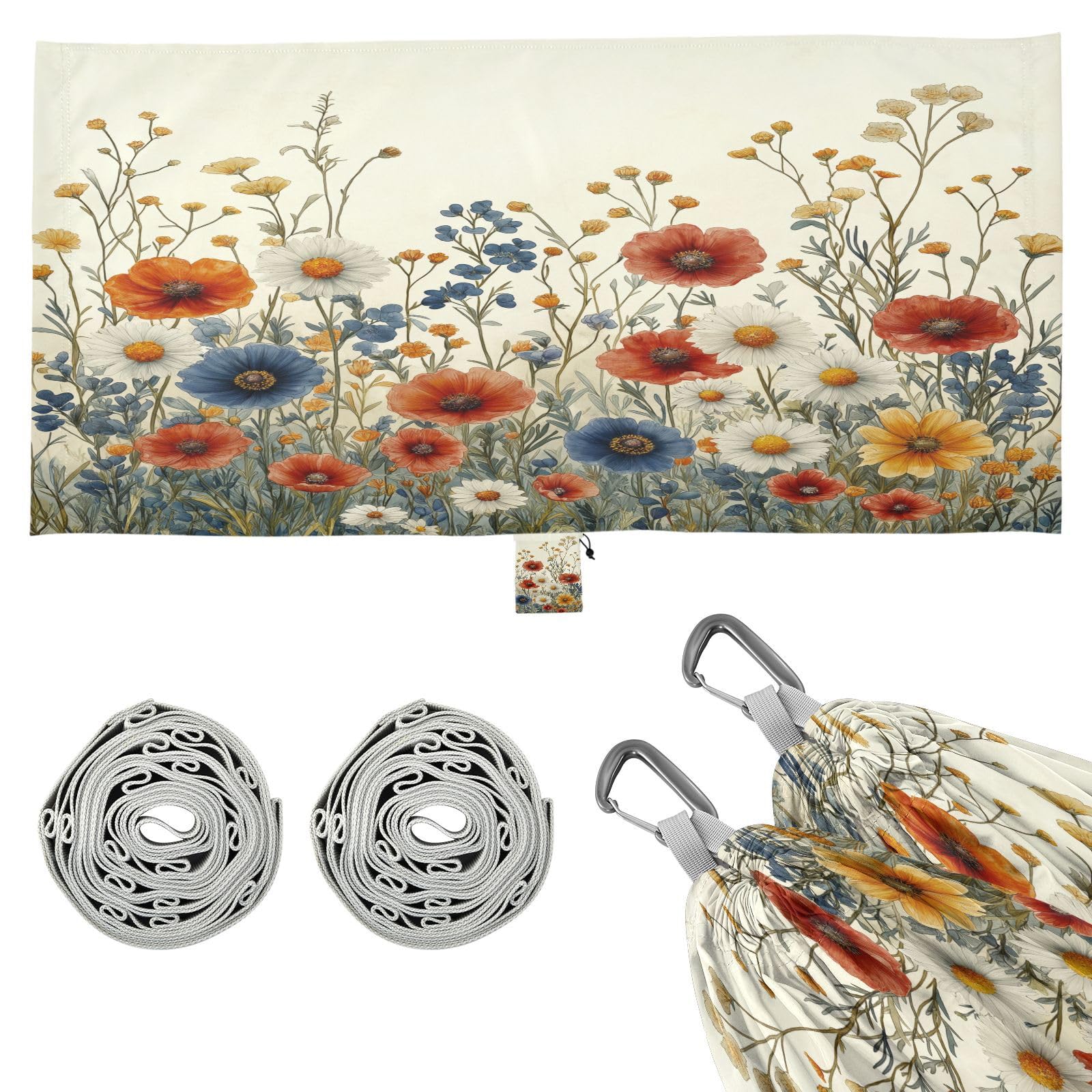 ATTX Elegant Wildflowers Camping Hammock - Lightweight & Portable Hammocks, Heavy Duty 330lbs Capacity for Indoor, Hiking, Backpacking, Travel, Backyard, Beach#10