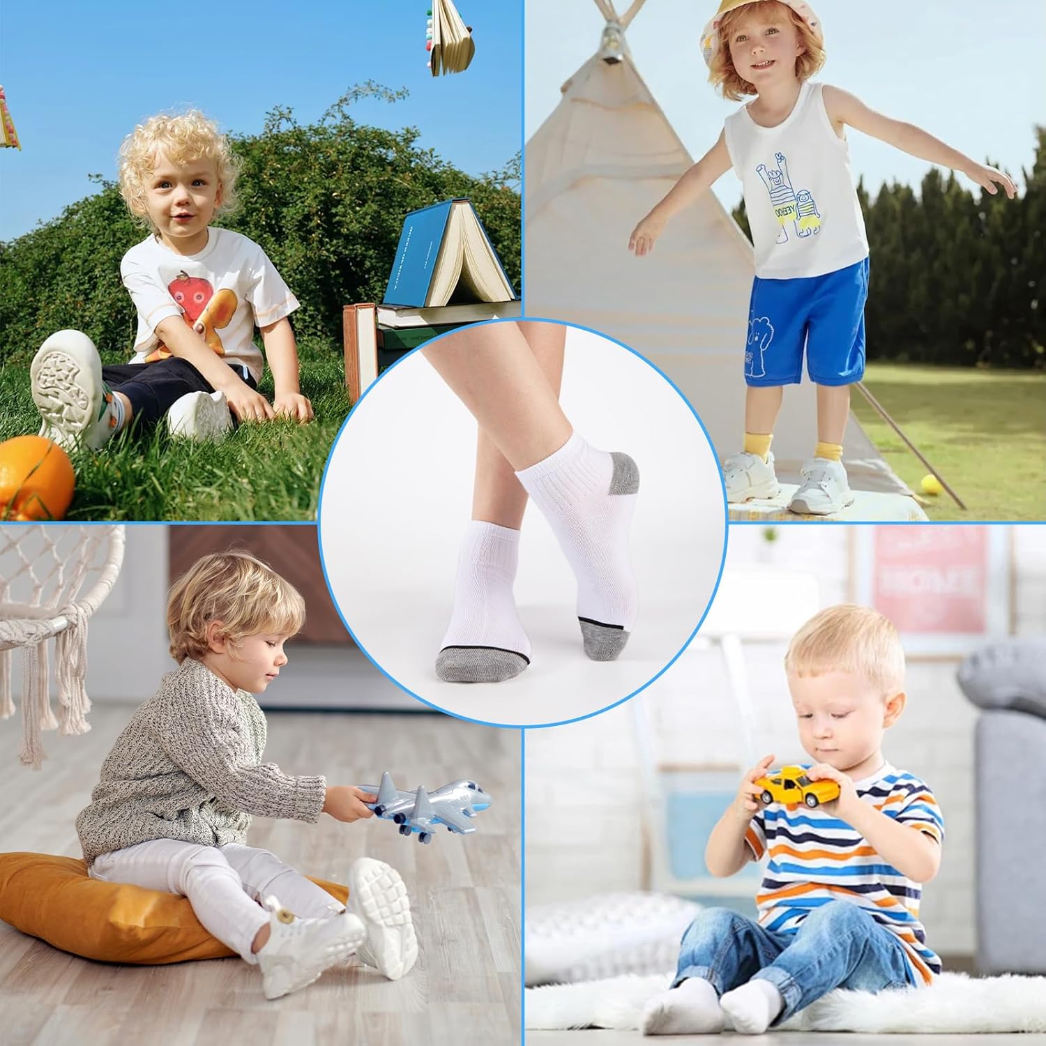 Boys Socks 20 Pairs - Thin & Breathable Everyday Ankle Socks for Kids, Athletic Sock for Boys Age 6-8/8-10/10-12 - Image 2
