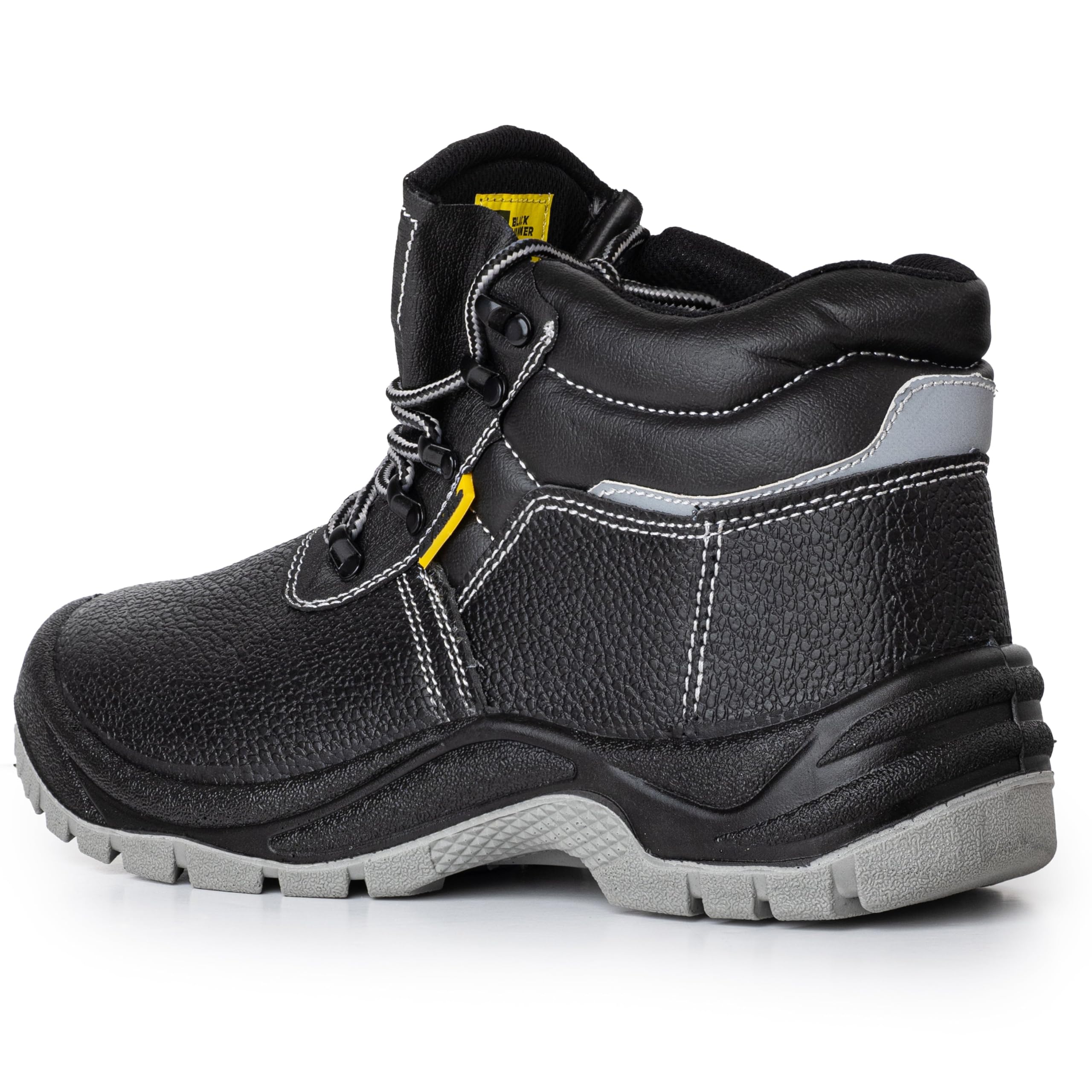 BLACK HAMMER Botas Seguridad para Hombre Piel lisa Antideslizante Repelente al Agua con Puntera de Acero y Entresuela de Acero Cómodo y Robusto Zapatos de Trabajo para Exterior S3 SRC 1300