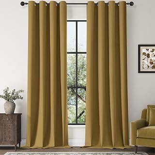 ChrisDowa Golden Brown Blackout Curtains 90 Inch Long 2 Panels for Bedroom