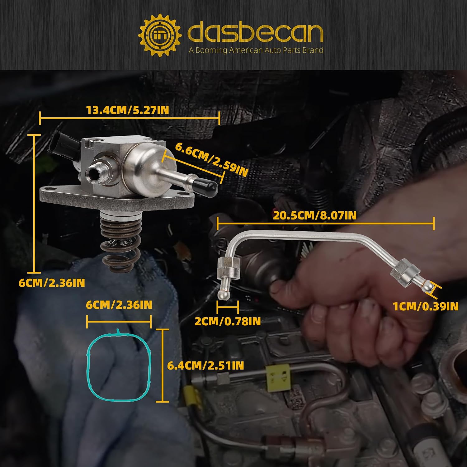 Dasbecan 12697966 12688606 GDI High Pressure Fuel Pump Kit with Intake Manifold Gaskets & Fuel Feed Pipe, Compatible with Chevy Silverado Tahoe Suburban GMC Sierra Yukon Escalade 2014-2020