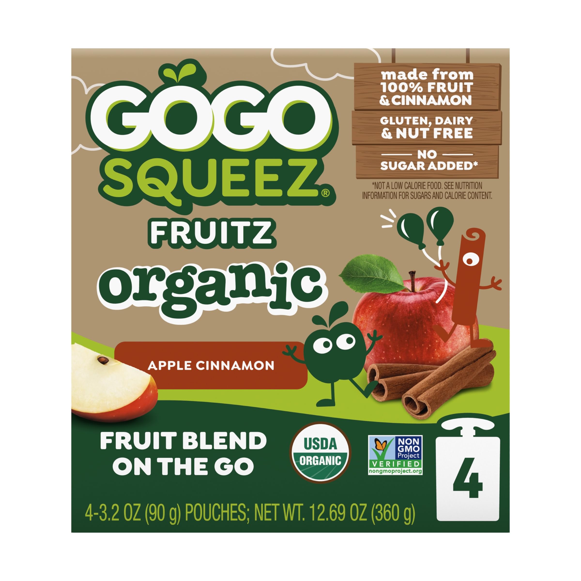 Amazon.com: GoGo squeeZ No Sugar Added Organic Apple Cinnamon
