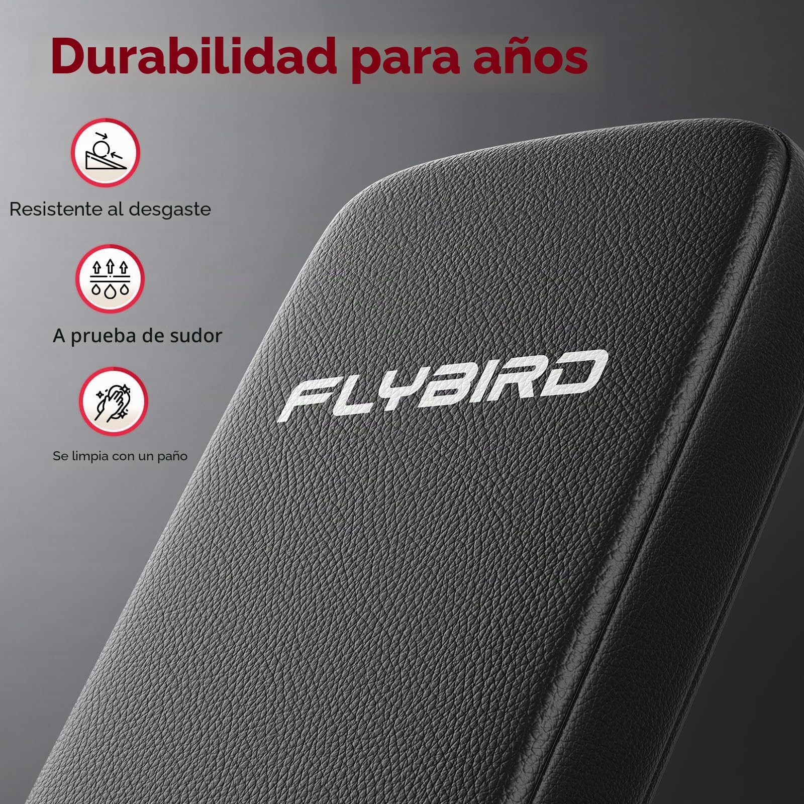 FLYBIRD Banco de pesas regulable,profesional, sistema de regulación rápida,fácil de plegar y guardar,respaldo extendido adecuado para press de banca, montado al 90%