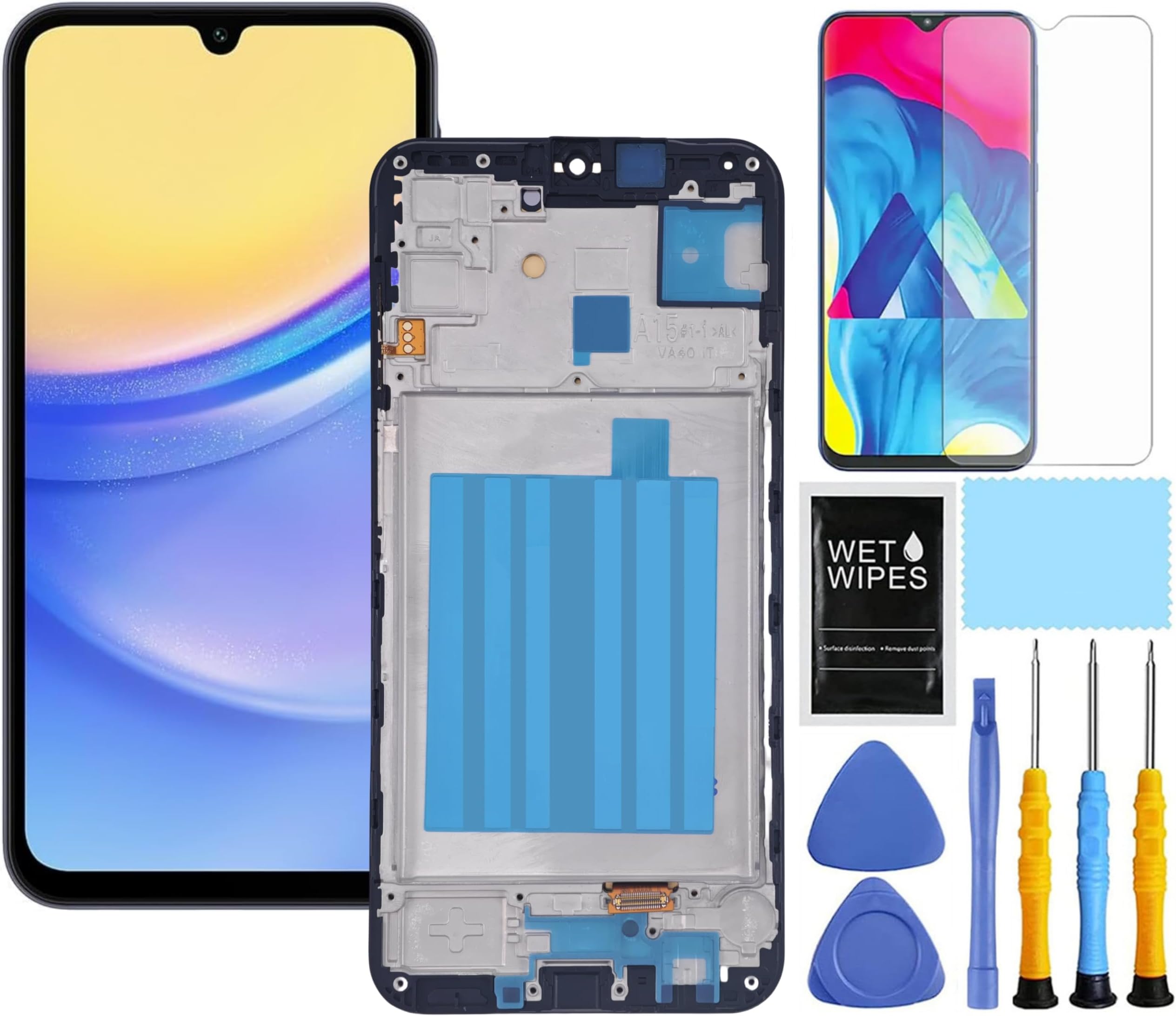 for Samsung Galaxy A15 5G Screen Replacement for Samsung A15 Screen Replacement with Frame kit for Samsung A15 4G / 5G A156u A156m s156vl A156w LCD Touch Display digitizer Assembly 6.6 Inch