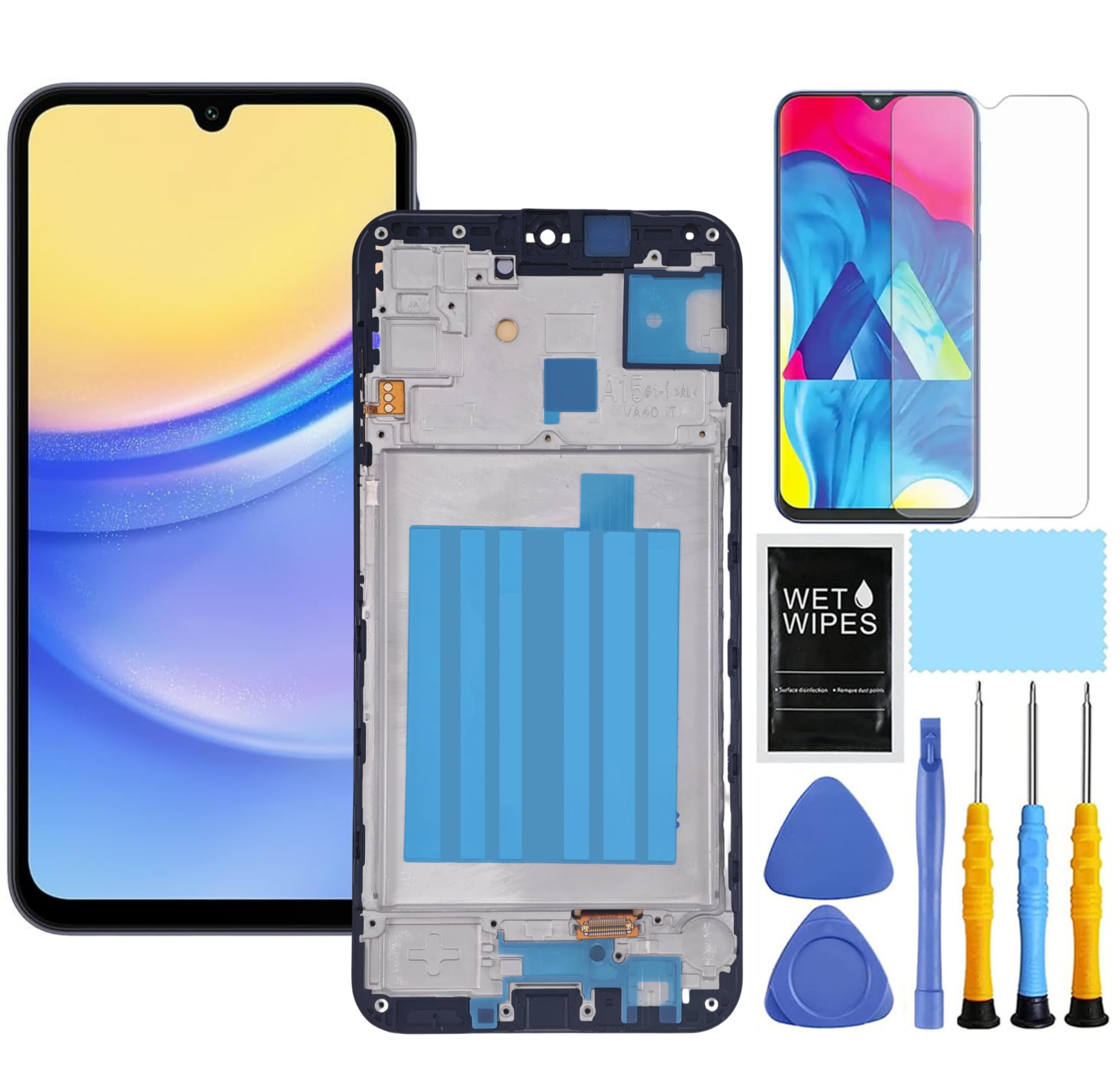 for Samsung Galaxy A15 5G Screen Replacement for Samsung A15 Screen Replacement with Frame kit for Samsung A15 4G / 5G A156u A156m s156vl A156w LCD Touch Display digitizer Assembly 6.6 Inch