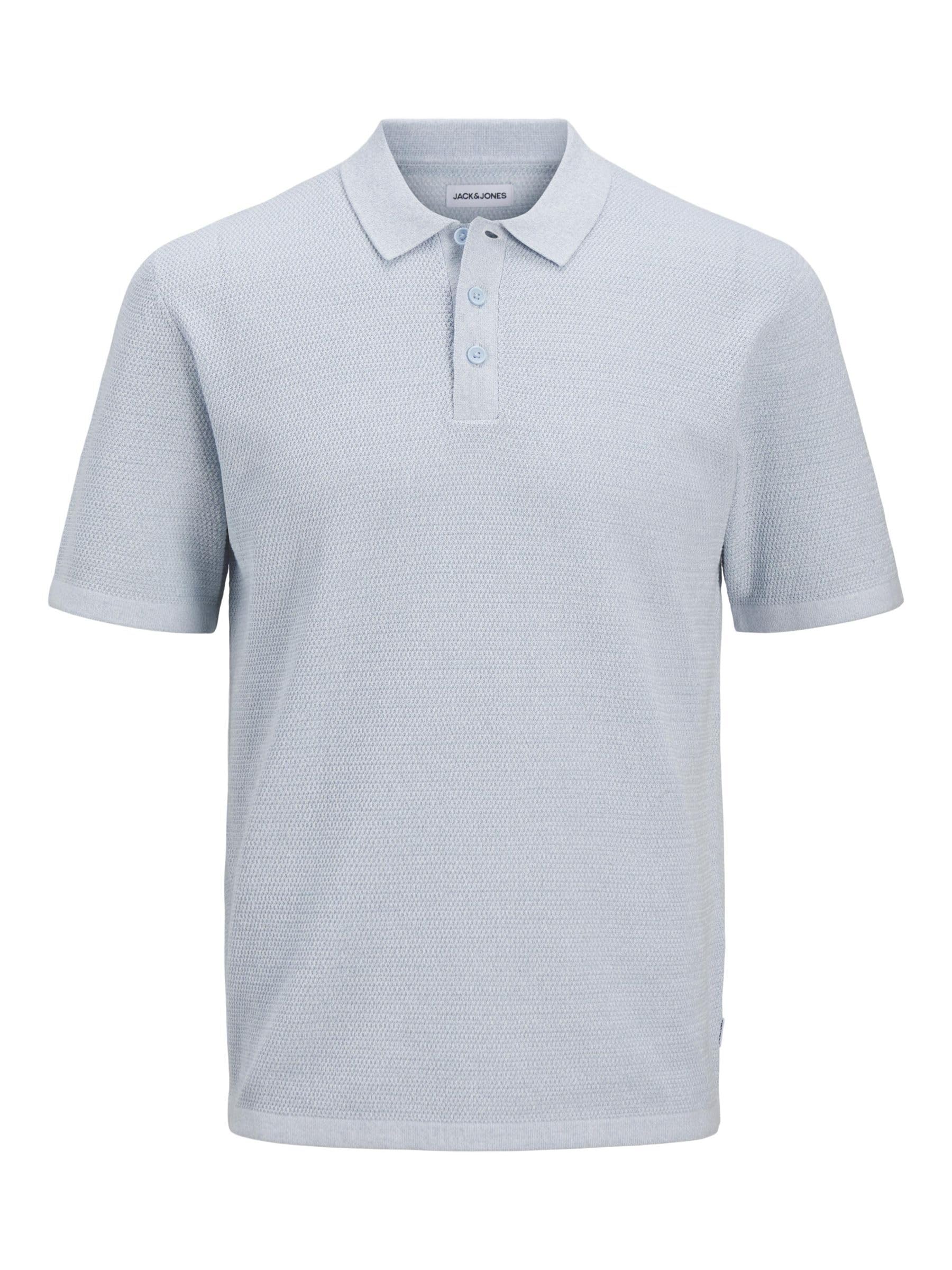 JACK&JONES JJEGEORGE Knit Polo SS SN, Chambray Blue/Detail:w. Cloud Dancer, L