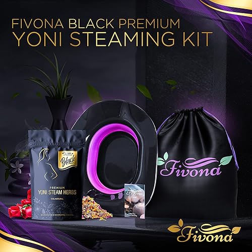 Miniatura 8 de Fivona Kit de vapor Yoni 3 en 1, color negro, asiento plegable sobre el inodoro con mezcla de hierbas y bolsa de almacenamiento, desintoxicación