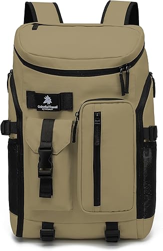 Miniatura 19 de Bolsa de lona de gimnasio Kalesi con compartimento para zapatos, mochila impermeable de 4 vías para viajes, deporte, senderismo, portátil, Negro