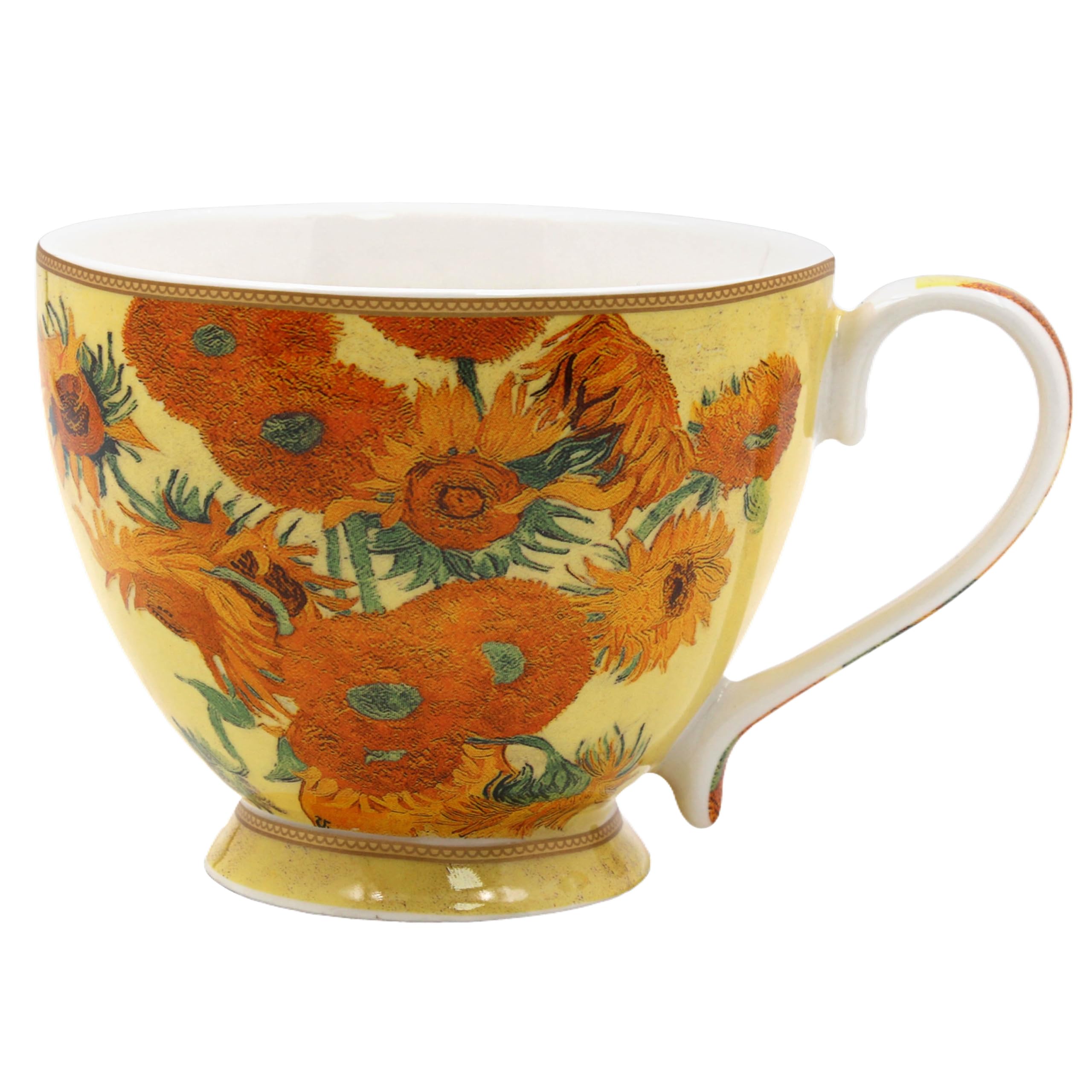 The Leonardo Collection Vincent Van Gogh Van Gogh Sunflowers Footed Mug for Hot Drinks | Fine China Printed Mugs for Kitchen & Home | Reusable Ceramic Cups for Every Occasion