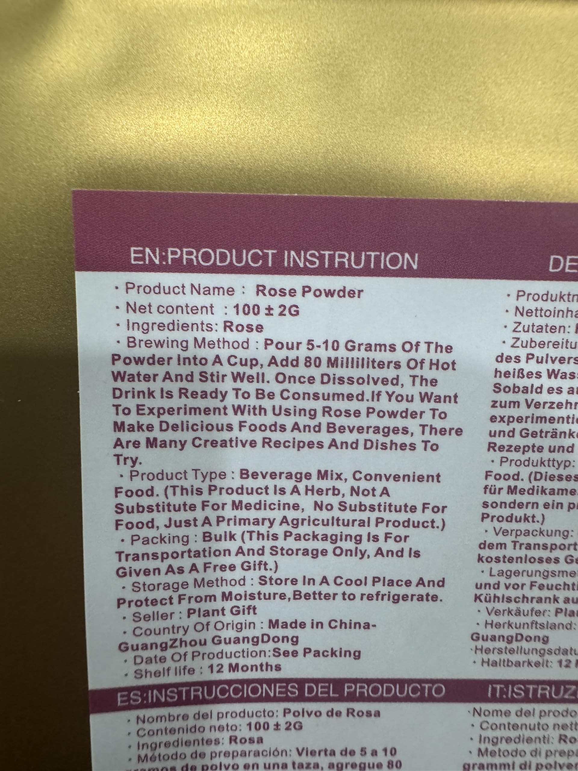 Plant Gift 100% Pure Rose Powder 玫瑰粉 Rosa natural, ideal para bebidas, batidos, yogur, horneado, galletas, pasteles y bebidas, 100g / 3.25oz