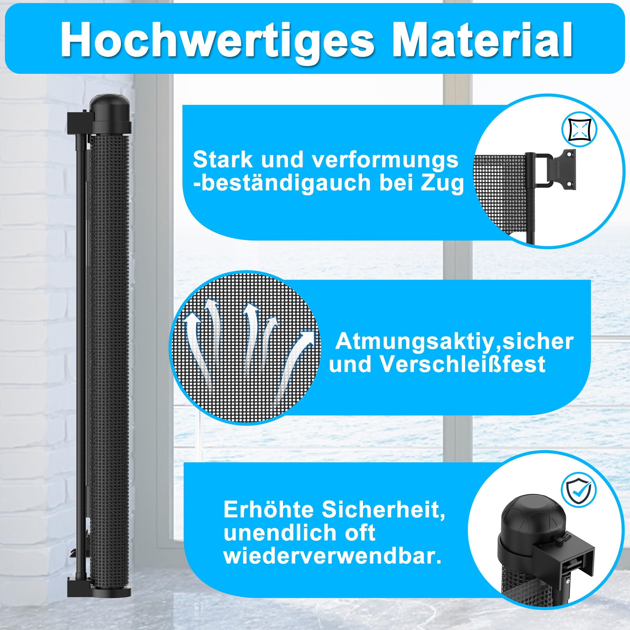 HENGMEI Barrera de protección para escaleras, para perros y bebés, extraíble, 300 cm