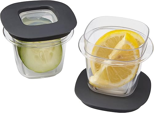 Rubbermaid Premier Easy Find Tapas Recipientes de almacenamiento de alimentos, 0.5 tazas, color gris, 2 unidades